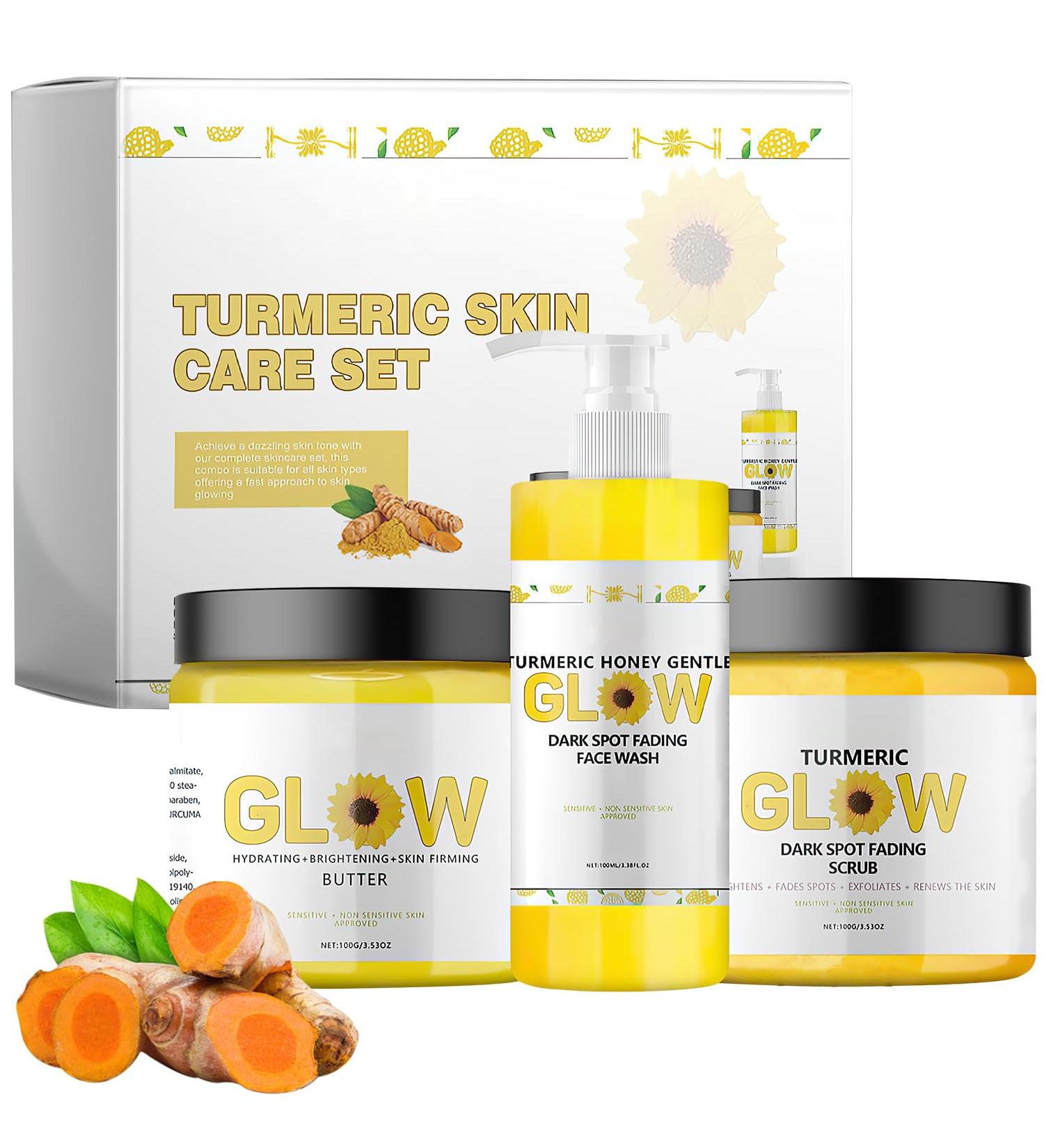 Glow Combo Skincare Set - 3 in 1 Turmeric Glow Butter & Hydration for All Skin Types | International Shipping - Buy Online on GoSupps.com