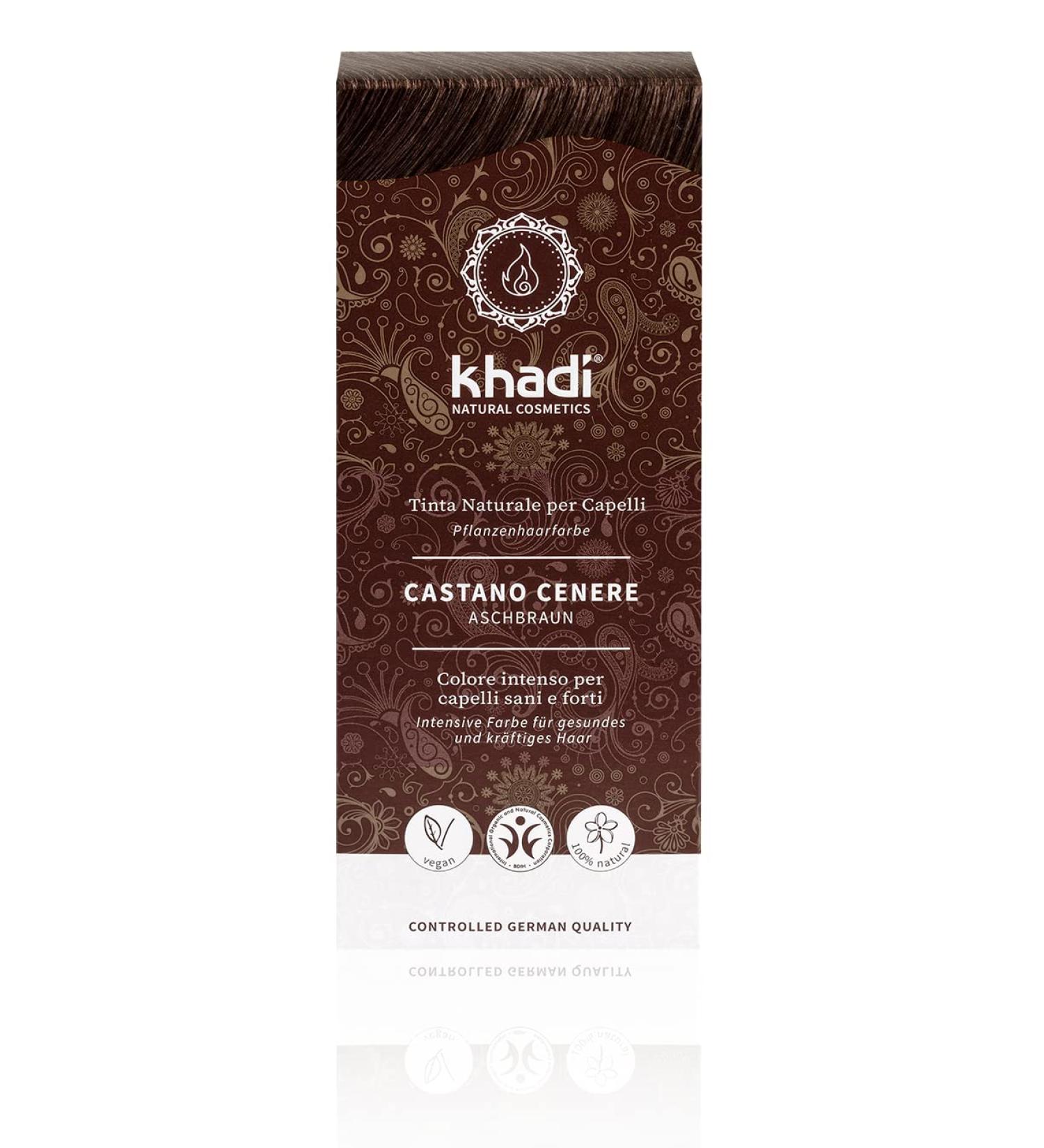 Khadi Ash Brown Plant Hair Color - 100% Vegan Natural & Chemical-Free Hair Dye for Matt & Medium Ash Brown | 100g Pack - Buy Online on GoSupps.com