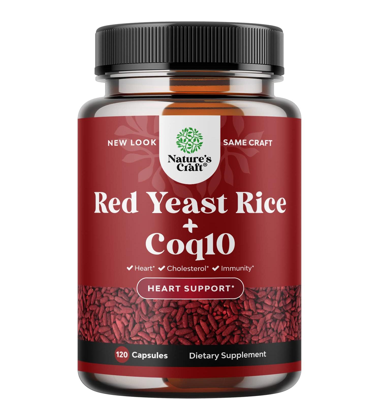 Red Yeast Rice with CoQ10 Supplement 1200mg - Heart Health & Cholesterol Support - Citrinin-Free Formula with CoQ10 100mg - 120ct Capsules - Buy Online on GoSupps.com