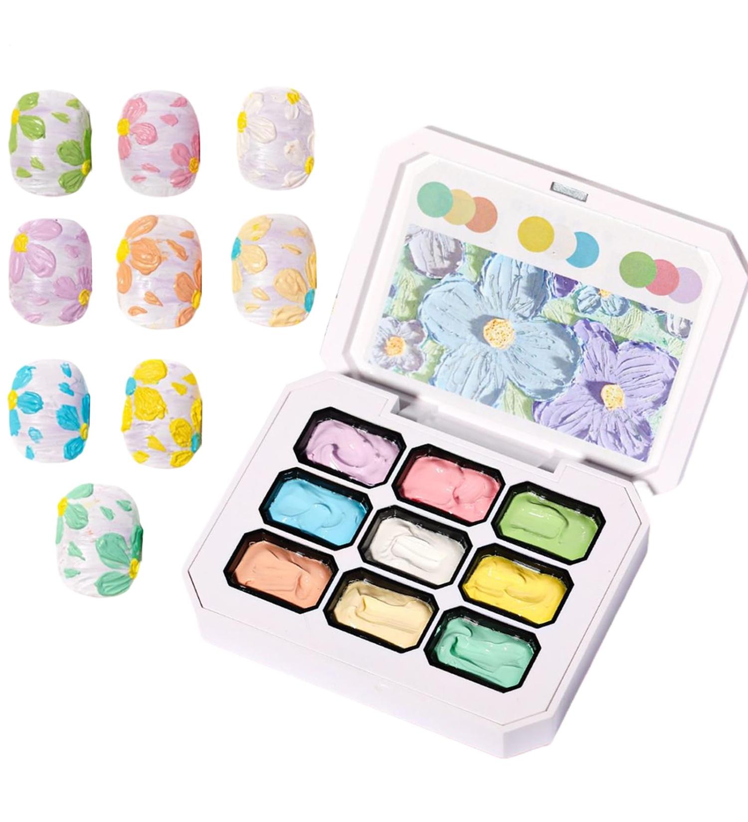 Gel Nail Art | Gel Nails - 9 Color Palette for Sculpting Drawing Modeling Decoration and Manicures - Buy Online on GoSupps.com