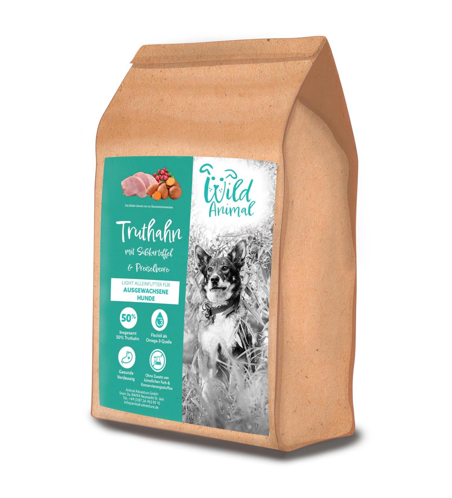 Wild Animal Light Premium Dry Dog Food Turkey with Sweet Potato and Cranberry Grain Free Pack of 1 (1 x 2 kg) - Buy Online on GoSupps.com