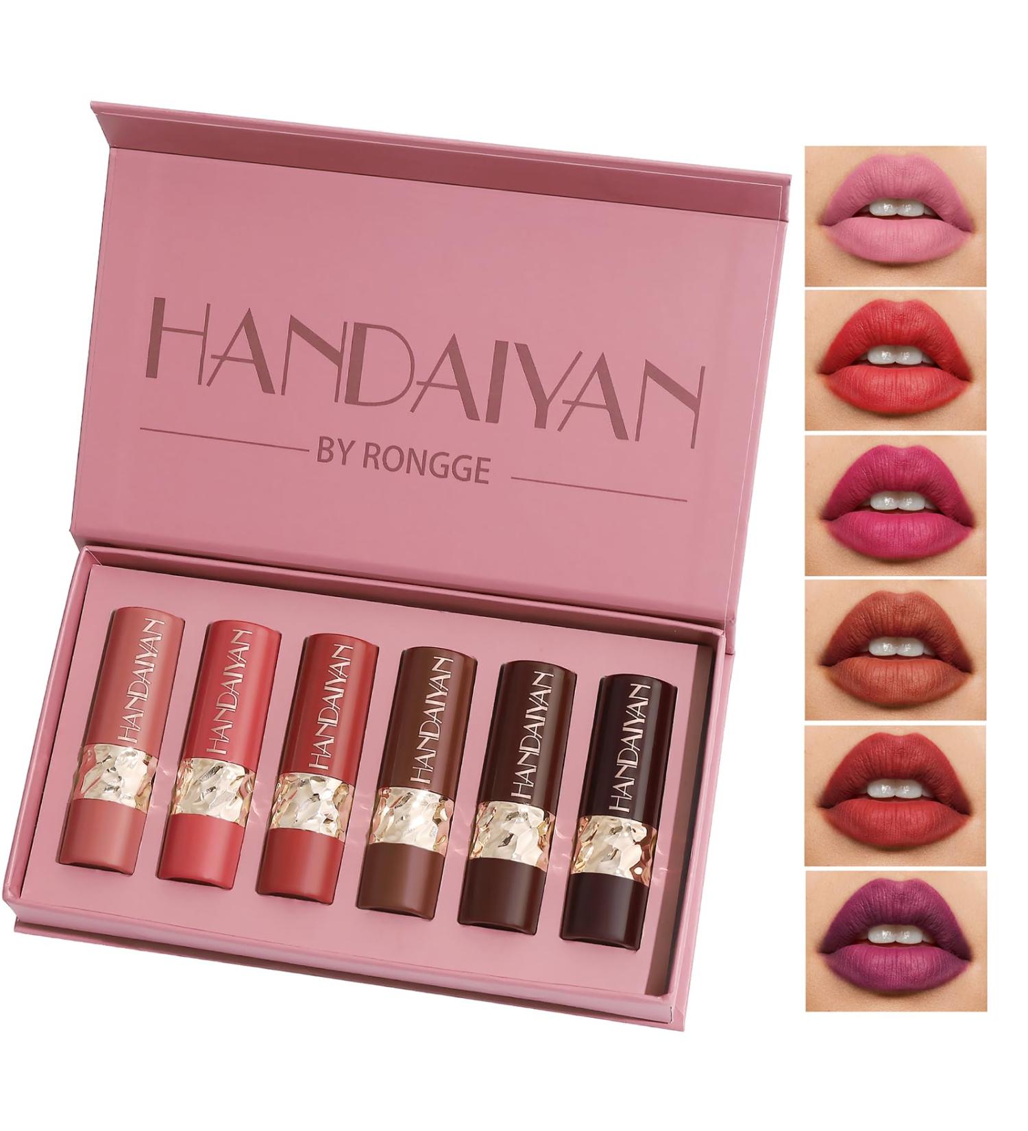 Matte Lipstick Set - 6 Velvet Smooth Colors | Long Lasting Waterproof Non-Stick Cup | Perfect Nude Lip Makeup Gift Box - Buy Online on GoSupps.com