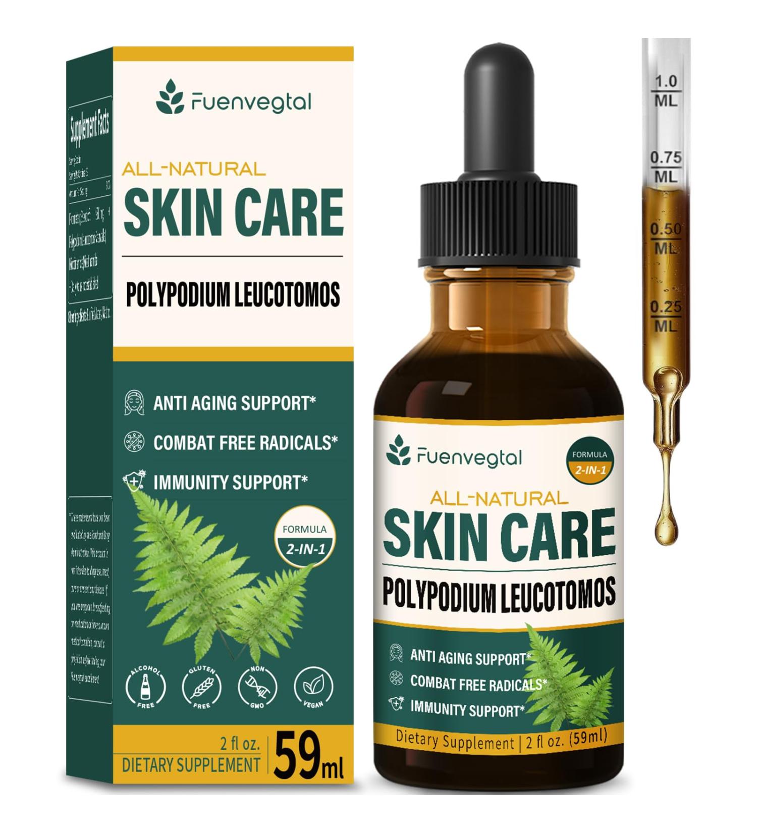 Polypodium Leucotomos Extract Skin Care Drops with Nicotinamide - Liquid Supplement Supports Anti-Aging Combats Free Radicals and Promotes Skin Health & Immunity. 2oz Original 2 Fl Oz (Pack of 1) - Buy Online on GoSupps.com