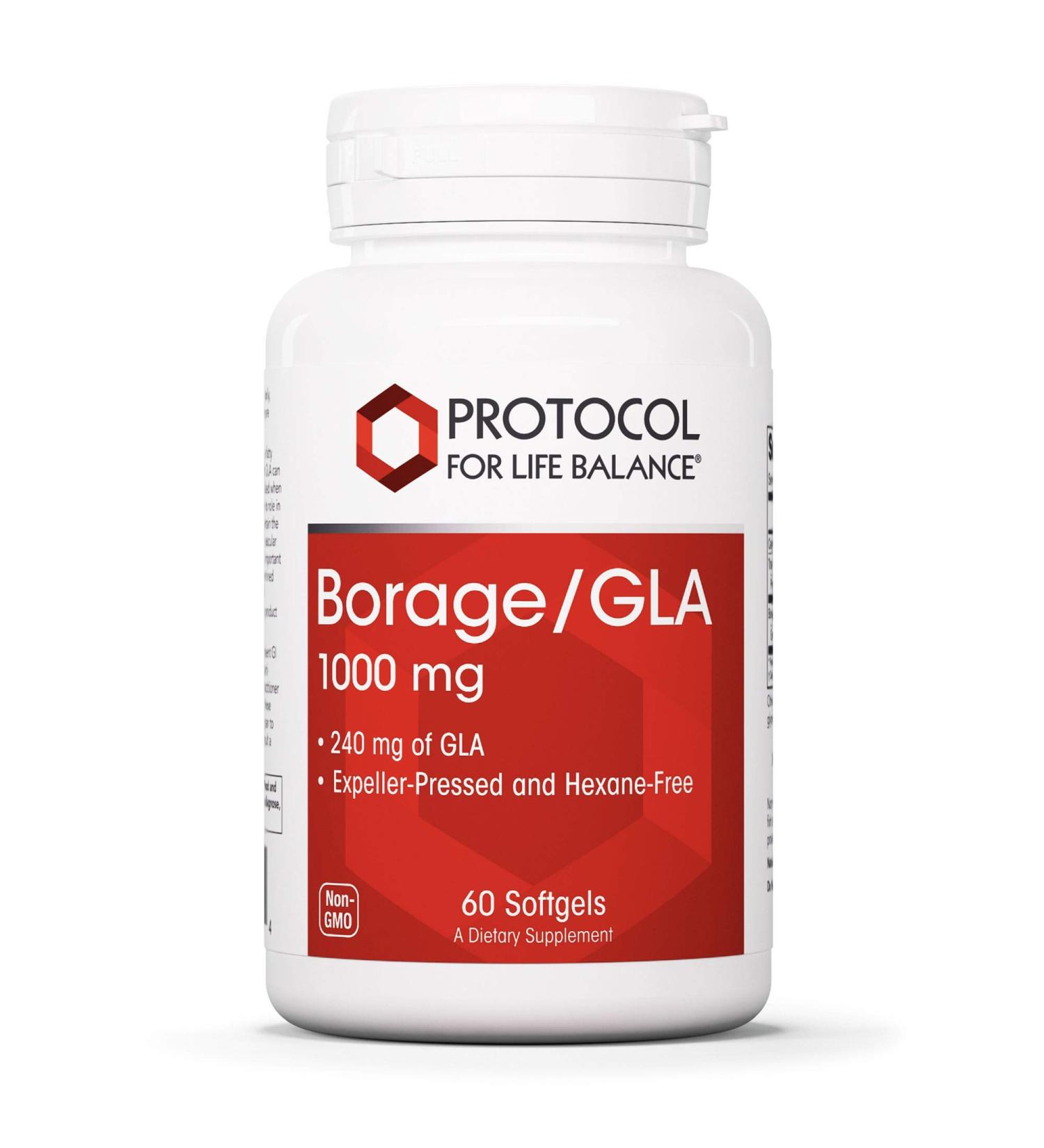 Protocol for Life Balance Borage/GLA 1000mg Softgels - Omega-6 Fatty Acids - Reduce Inflammation, Support Immune System, Joints & Hormonal Balance - 60 Count - Buy Online on GoSupps.com