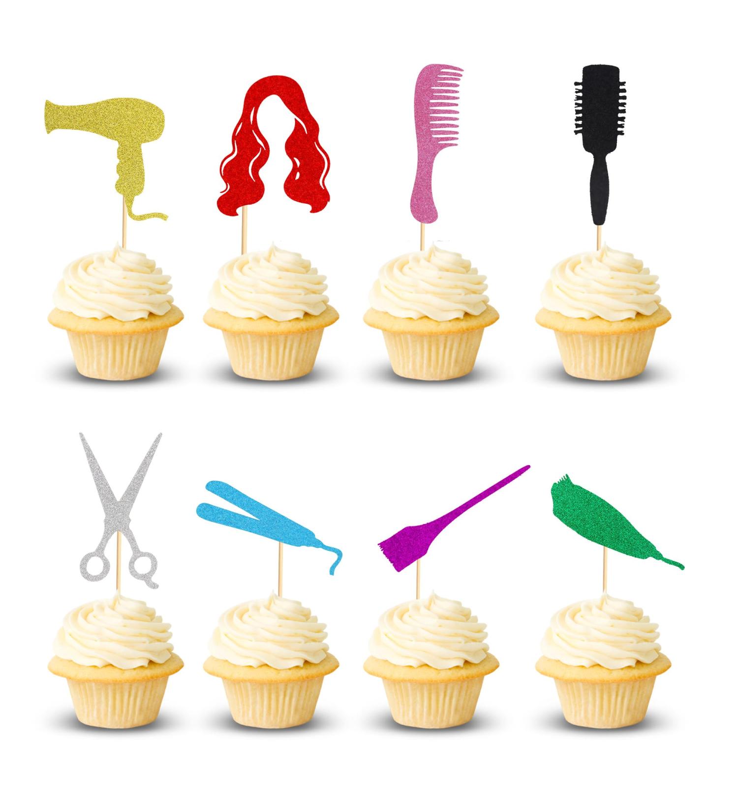 Arthsdite 24Pcs Barbershop Themed Cupcake Toppers Haircut Bachelorette Cupcake Picks Bridal Shower Birthday Party Cake Decorations Supplies - Buy Online on GoSupps.com
