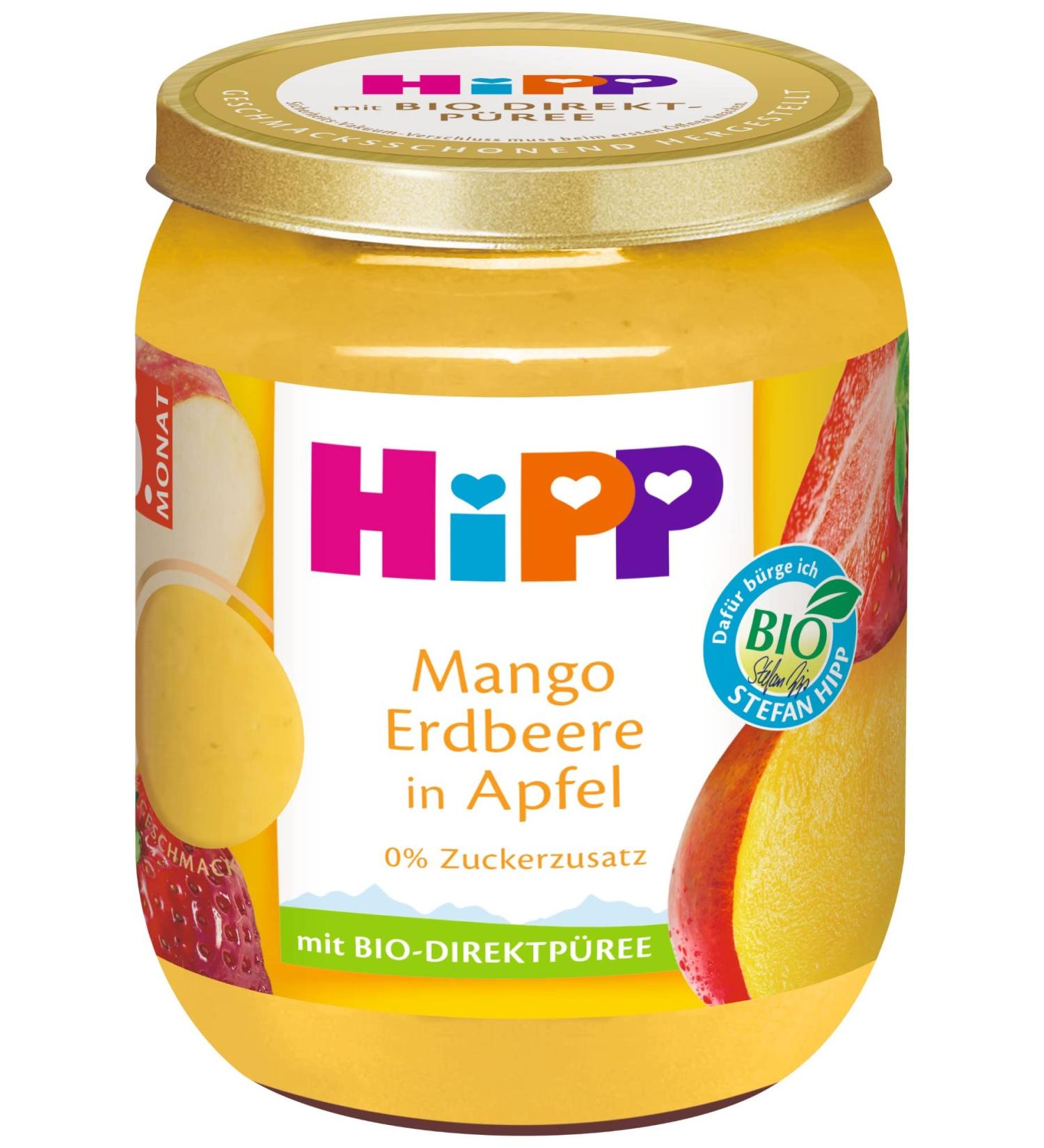 HiPP Organic Fruits Mango Strawberry in Apple 160g Pack of 6 (6x160g)