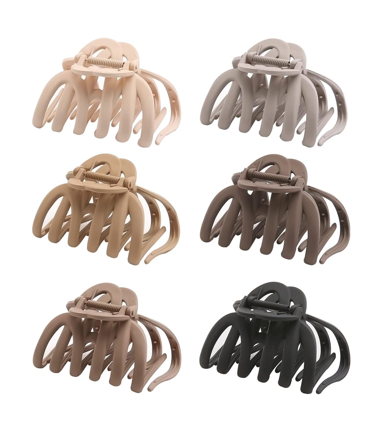 6 Pack Large Claw Hair Clips for Thick Long Curly Hair - Strong Hold Matte Octopus Hair Claws for Women - Non-slip Durable Big Jaw Clips - 4 inch Styling Accessories - Buy Online on GoSupps.com