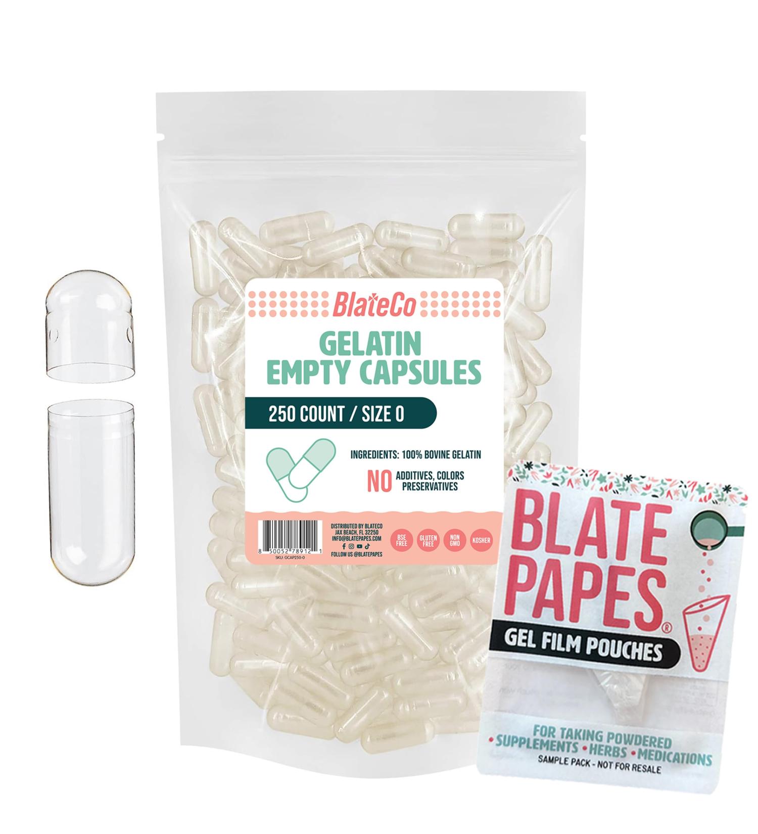 Premium Size 0 Empty Gelatin Capsules (250 Count) - Non-GMO Clear Resealable Bag - Fillable Pill Caps - Nothing Artificial - Buy Online on GoSupps.com