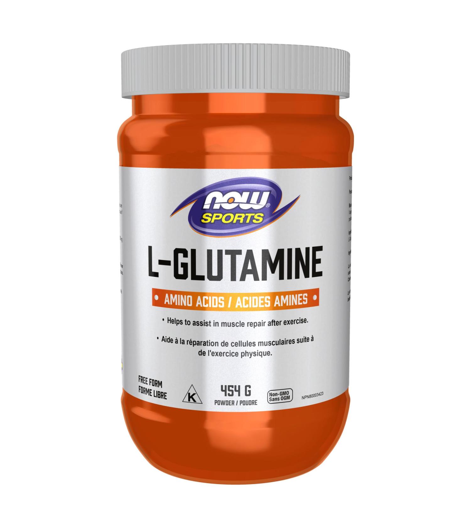 NOW Sports Nutrition L-Glutamine Pure Powder Nitrogen Transporter* Amino Acid 454g - Buy Online on GoSupps.com