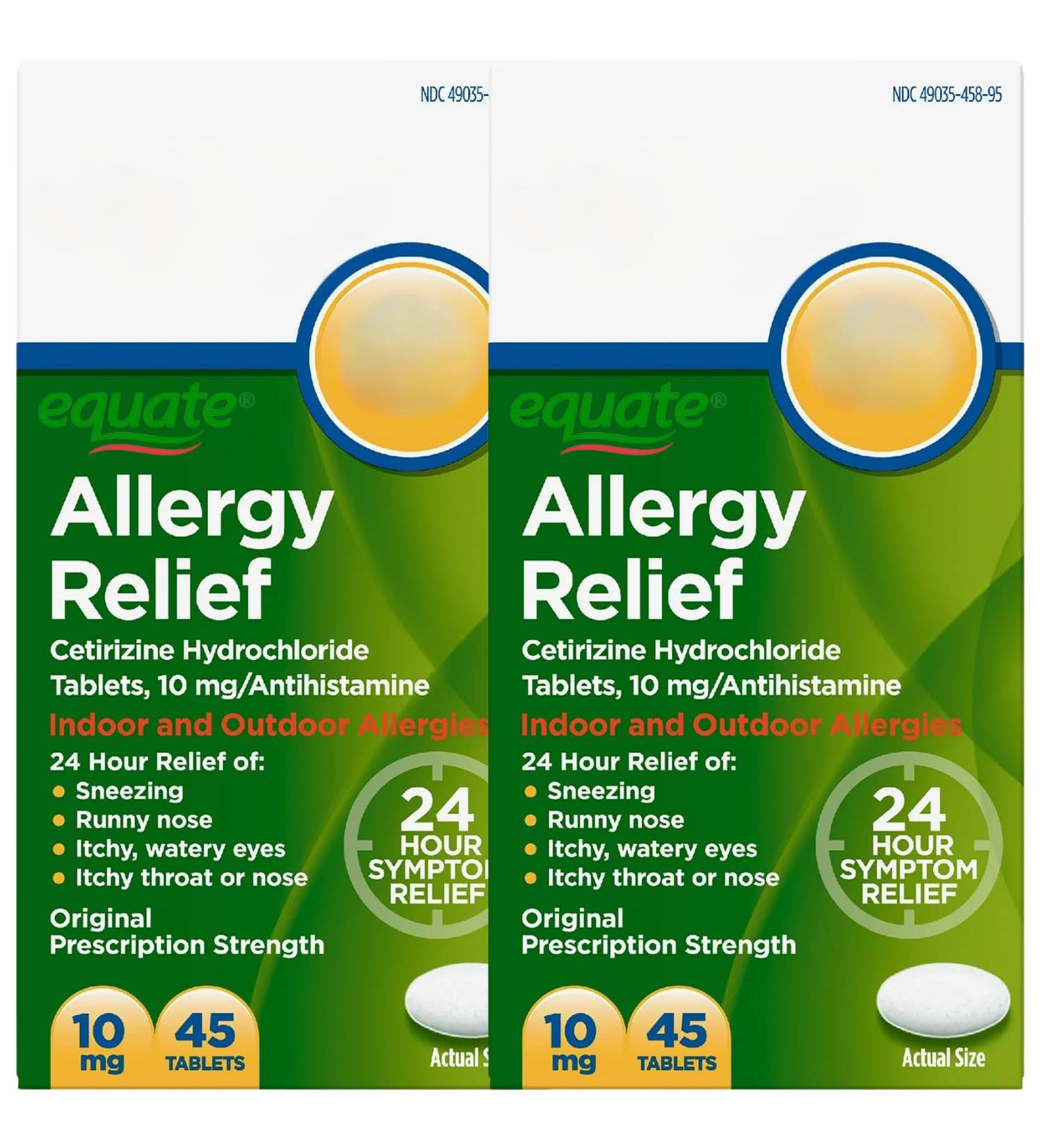 24 Hour Allergy Cetirizine Hydrochloride Tablets 10 mg 45 Count (Pack of 2) - Buy Online on GoSupps.com