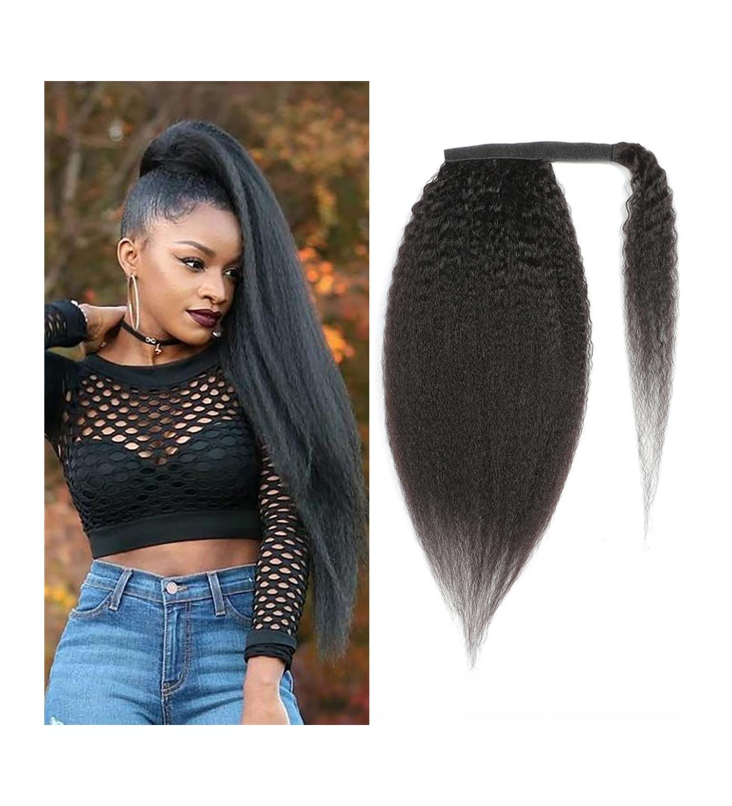 Hair Buns Hair Piece Shaggy Ponytail Brazilian Real Hair Wrapping Ponytail Hair Extensions Hair Slices 8-24 Inch Barrette Wigs for Women Hair Accessories For Girls (Color : Wrap Around Size : 16inc 16inch(40cm) Wrap Around - Buy Online on GoSupps.com