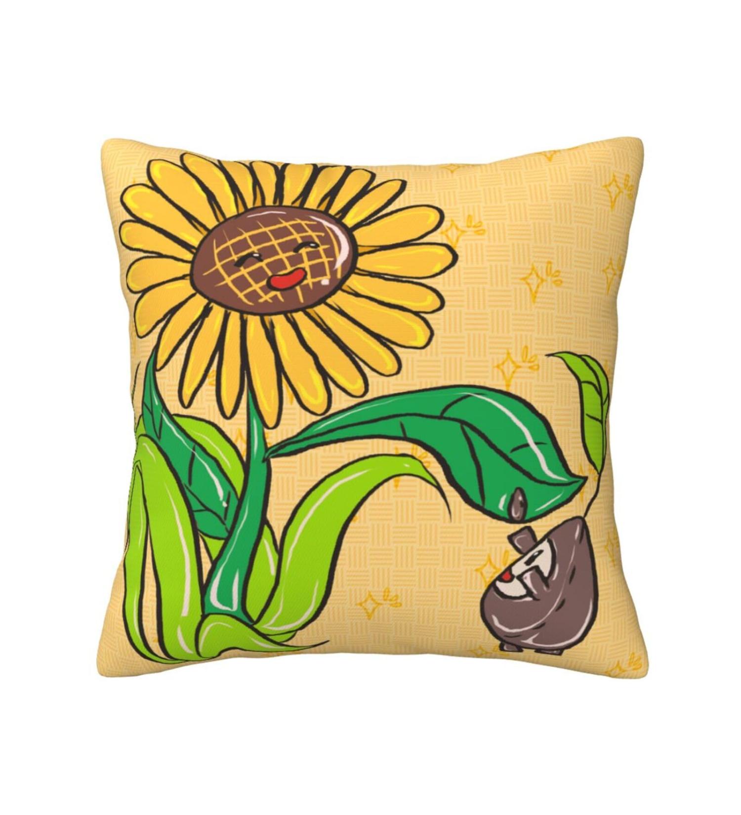 YYHHAOFA Sunflower Seeds and Sunflowers Prints Universal Pillowcase for All Seasons 18"x18" : Soft and Comfortable Suitable for car Sofa Black 18 x 18-Inch - Buy Online on GoSupps.com