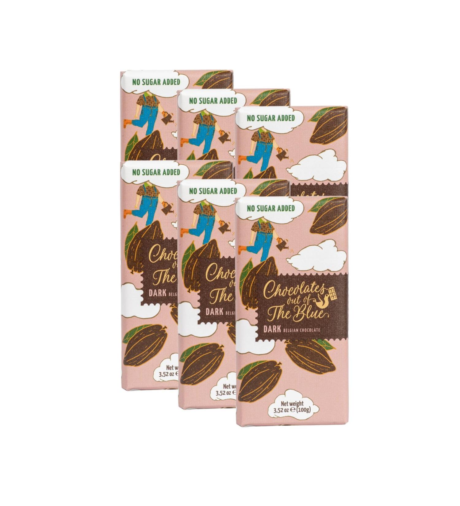 Chocolates out of the Blue | No Sugar Added Belgian Dark Chocolate Bars | 100g x 6 bars - Buy Online on GoSupps.com