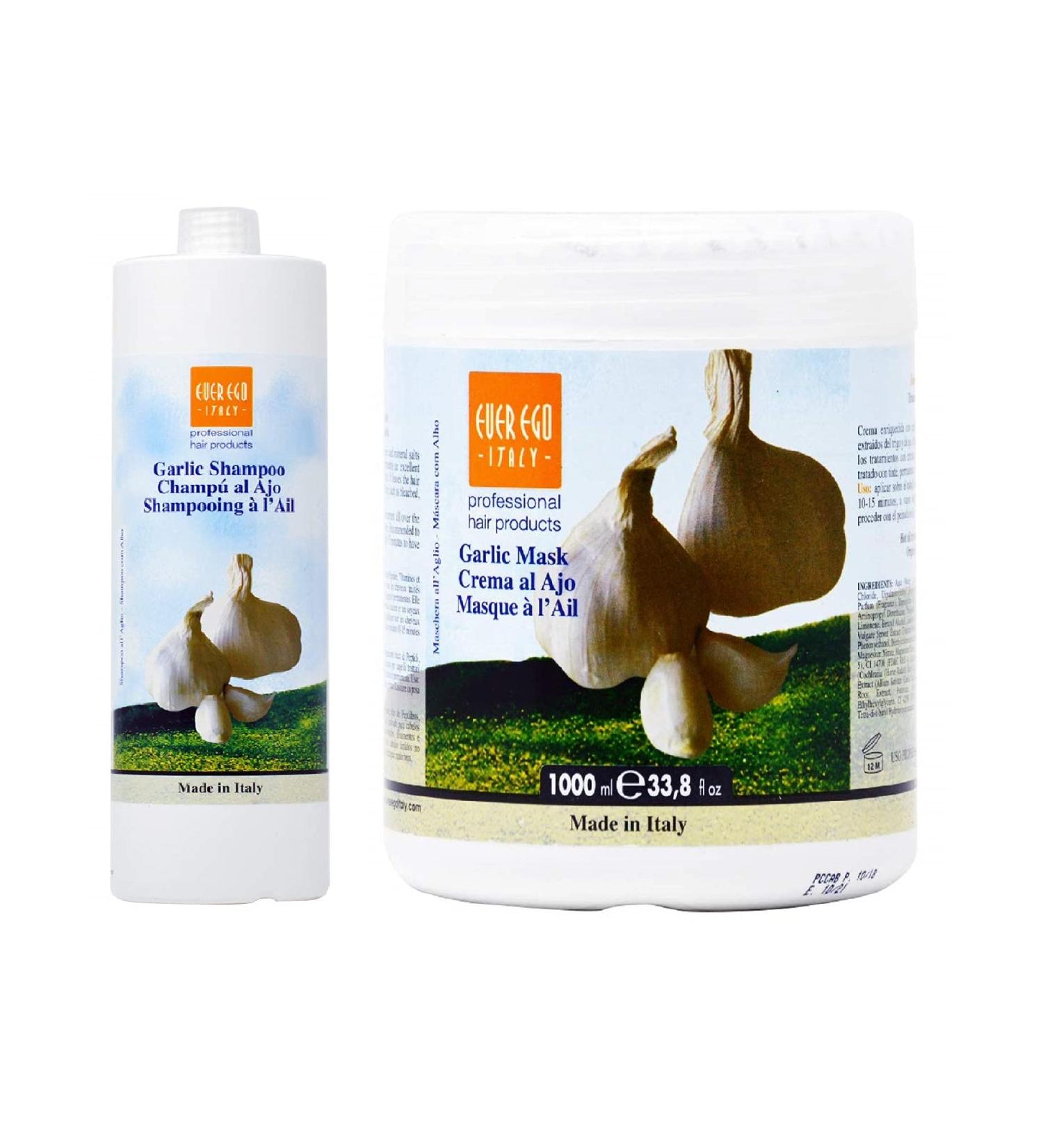 Ever Ego Garlic Shampoo + Mask 1000ml - Nourishing Hair Care Treatment - Buy Online on GoSupps.com