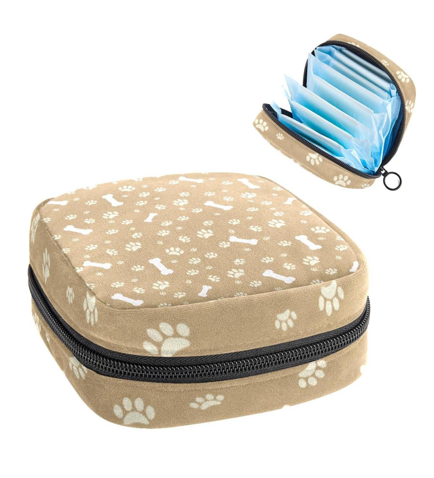 Brown Dog Paw Print Bone Color Period Bag & Makeup Travel Pouch - GIAPB 2237 - Buy Online on GoSupps.com
