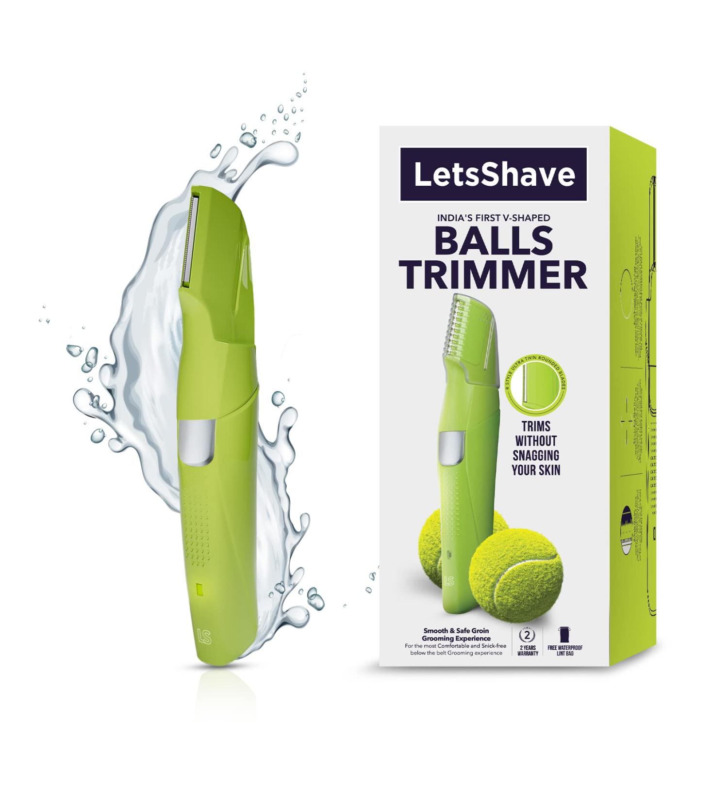Letsshav Balls and Body Trimmer for Men - Electric Groin & Pubic Hair Trimmer | 90Min Run Time | V Shaped Head | Anti Snagging | Waterproof - Buy Online on GoSupps.com