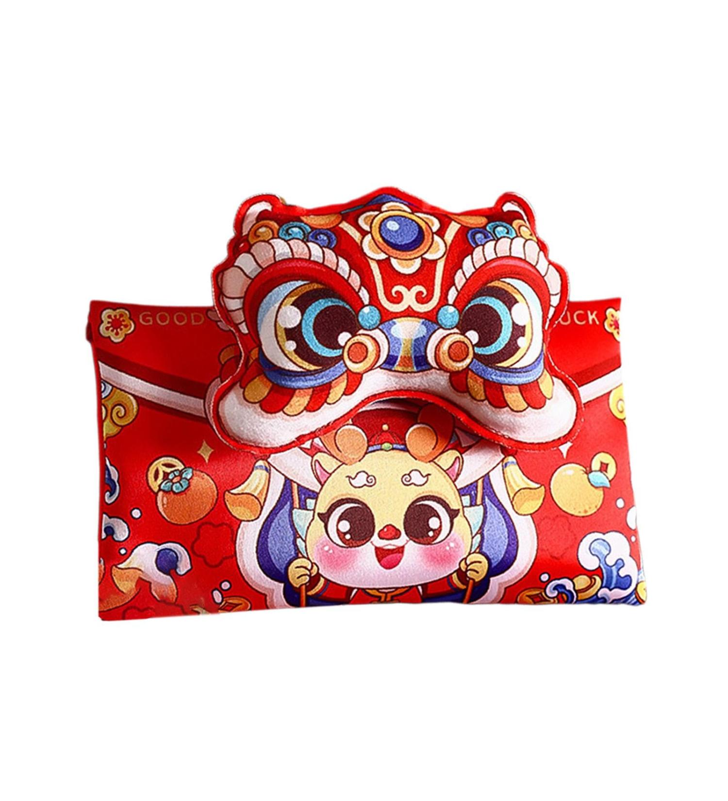 Harilla Hong Bao Red Packets Gift Packets Hongbao Lucky Money Chinese Lunar New Year Red Envelopes for Spring Festival Graduation Lion Head 18.5x15cm - Buy Online on GoSupps.com
