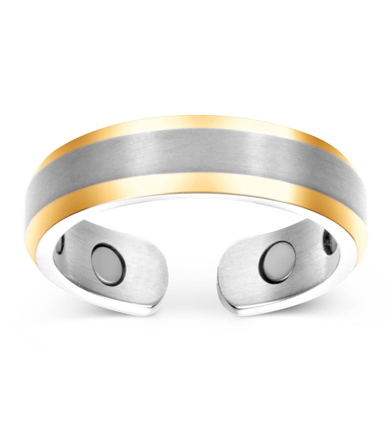 Elegant Titanium Magnetic Therapy Ring for Arthritis & Carpal Tunnel Relief - Size 10 in Silver & Gold | Smarter Lifestyle - Buy Online on GoSupps.com