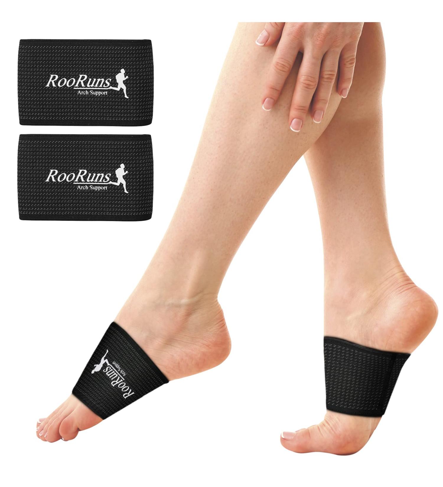 RooRuns Copper Arch Support Sleeves - Compression Foot Wrap for Plantar Fasciitis Flat Feet Heel Spurs & Fallen Arches - International Shipping Available - Buy Online on GoSupps.com