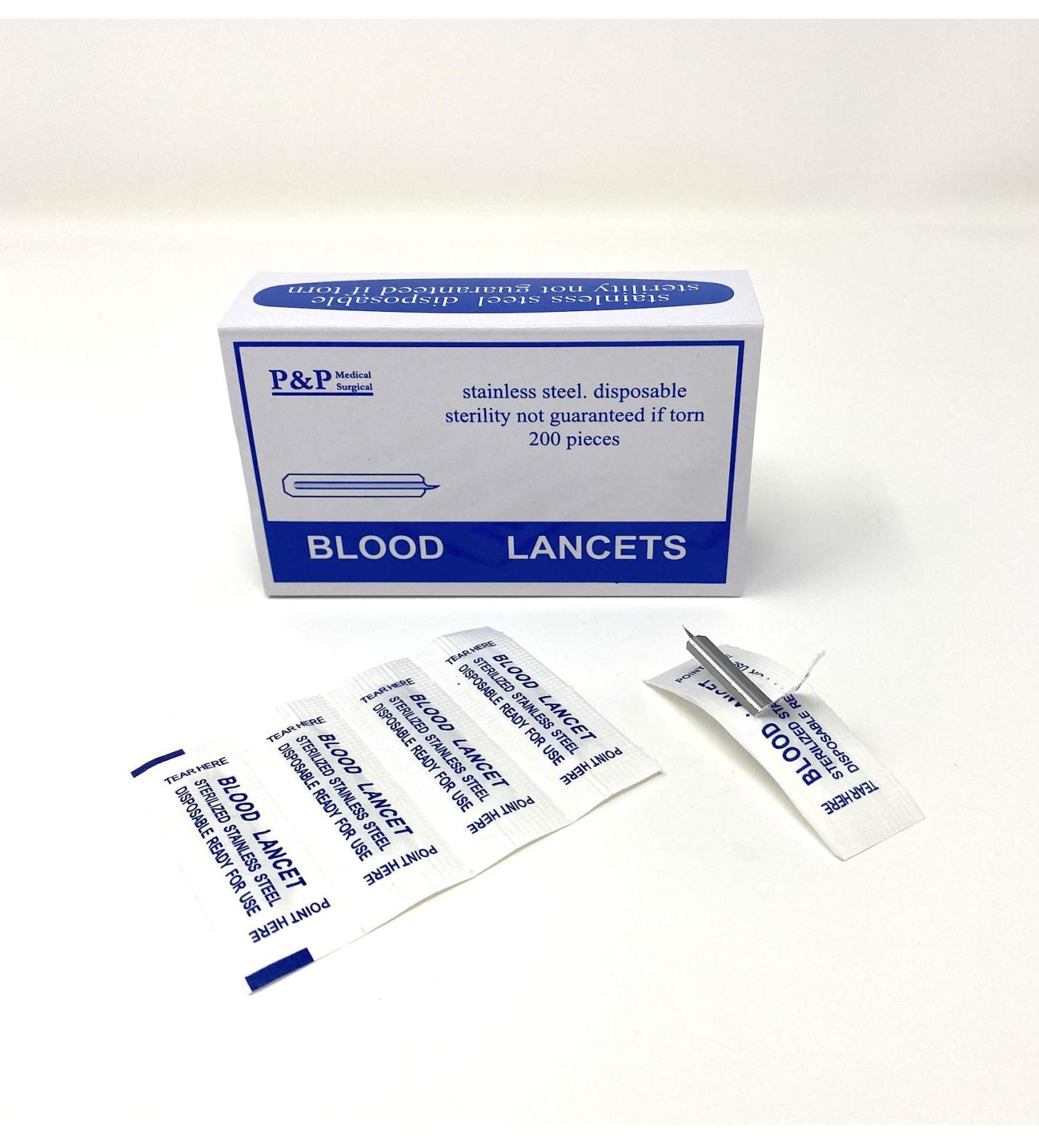 200 Pack Disposable Stainless Steel Lancets - Individually Foil Wrapped by P&P MEDICAL SURGICAL - Buy Online on GoSupps.com