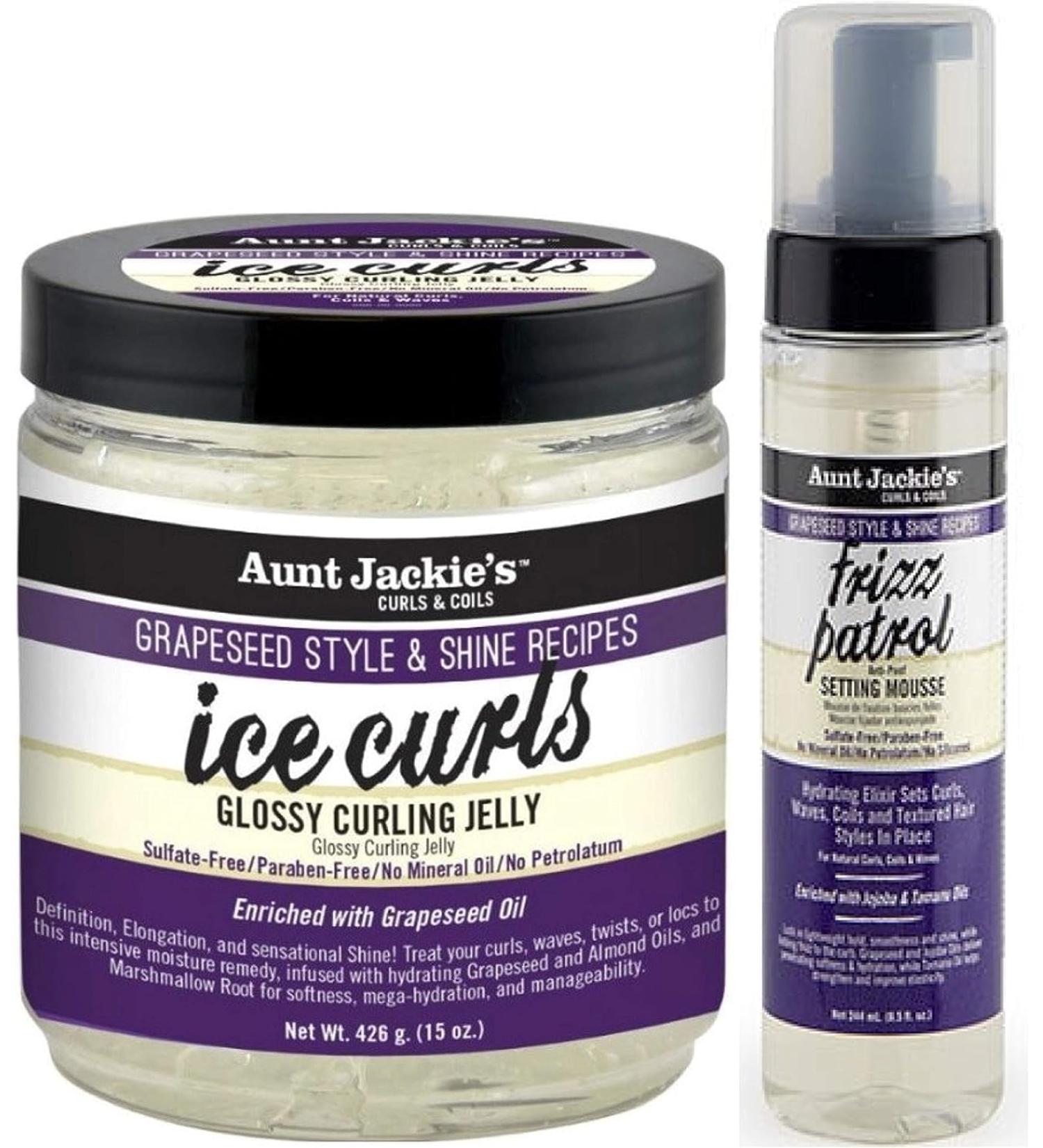 Aunt Jackie's Aunt Jackies Grapeseed Ice Curls 426g & Grapeseed Frizz Patrol 244ml - Buy Online on GoSupps.com