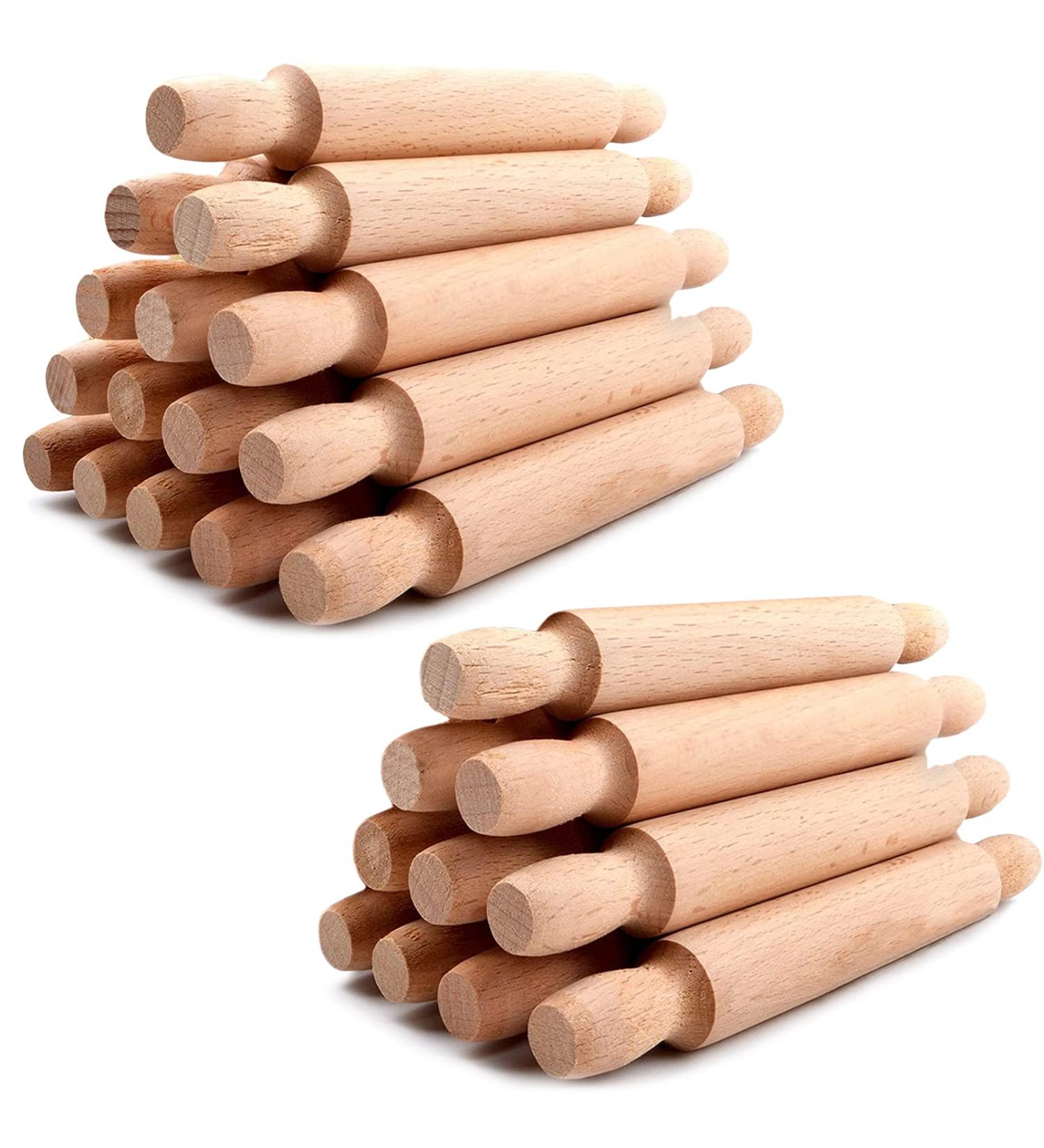 25 Pcs Kids Mini Wooden Rolling Pins for Baking - Bulk Mini Rolling Pin Set - Buy Online on GoSupps.com