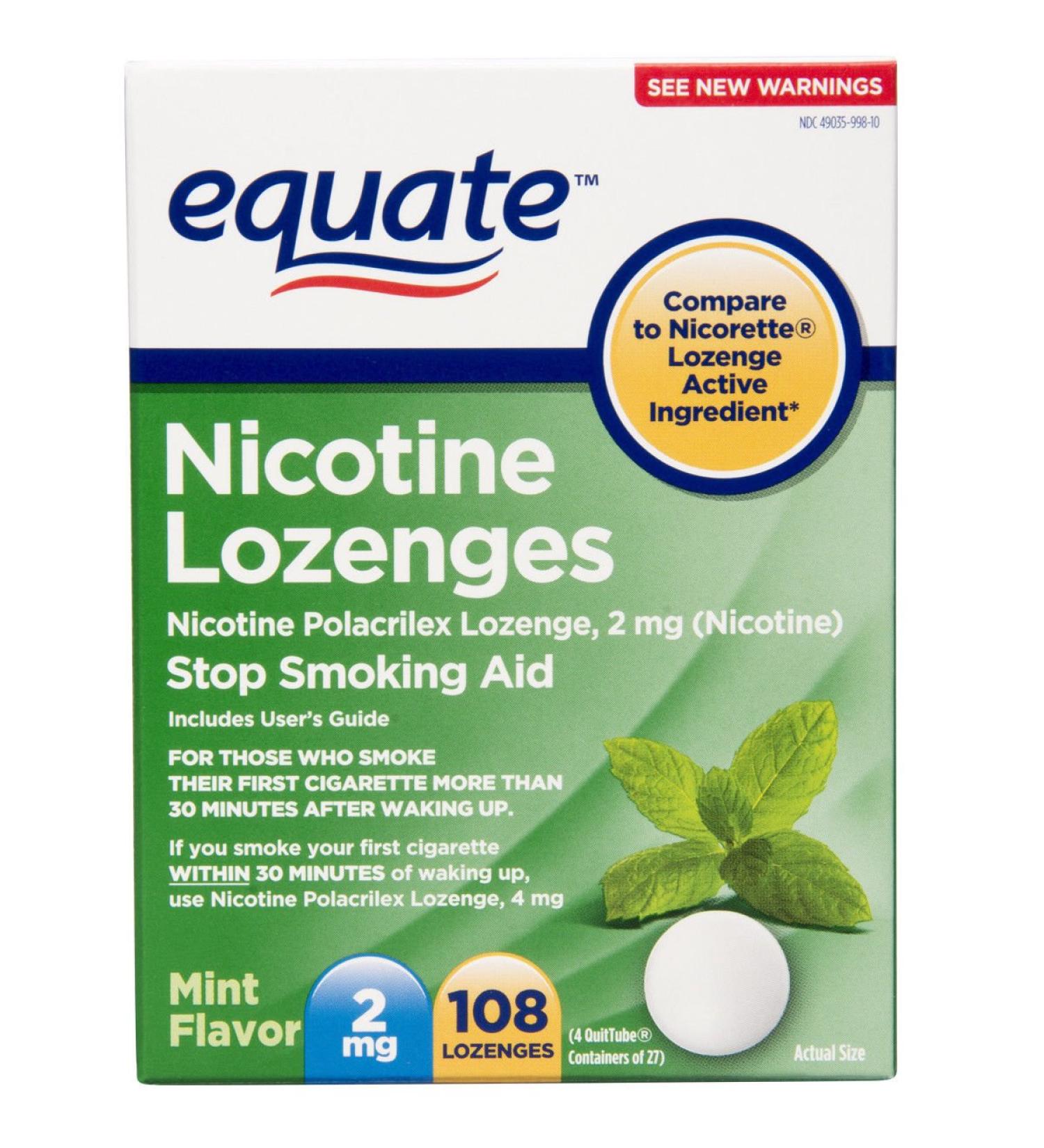 Equate Nicotine Lozenge 2mg Mint Flavor - 108 Lozenges | Stop Smoking Aid - Buy Online on GoSupps.com