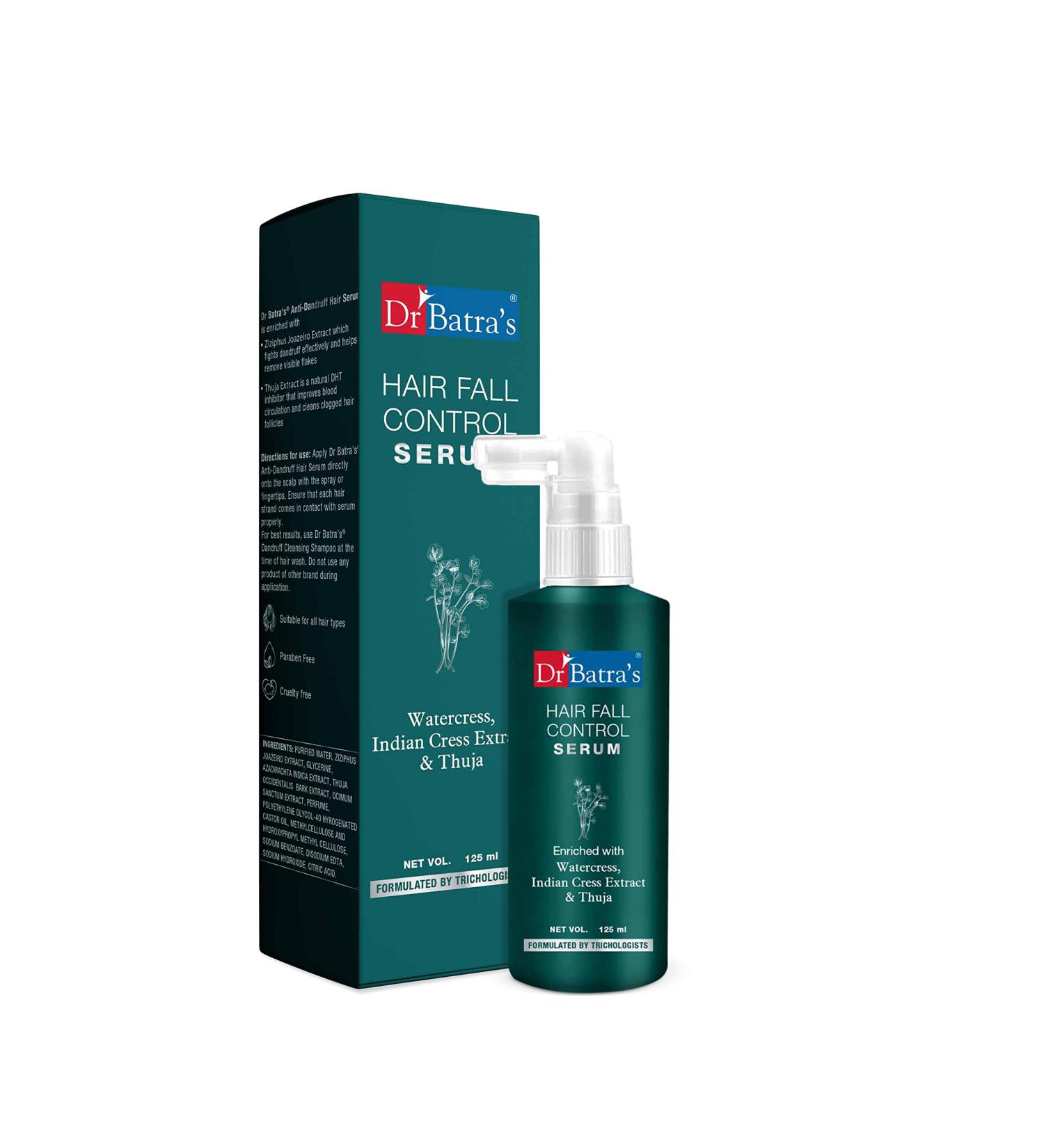Dr Batra's Hair Fall Control Serum - Thuja Henna & Amla | Paraben & Sulphate Free | Trichologist Formulated | 125 ml - Buy Online on GoSupps.com