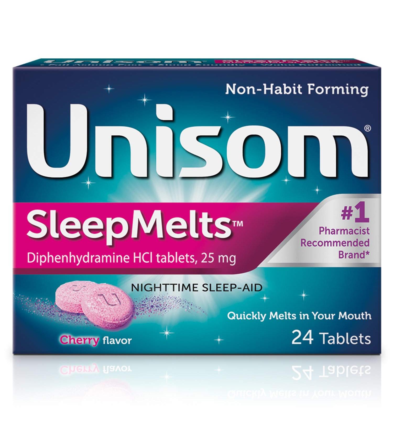 Unisom SleepMelts 25mg Nighttime Sleep Aid - 24 Tablets - Diphenhydramine HCI - Buy Online on GoSupps.com