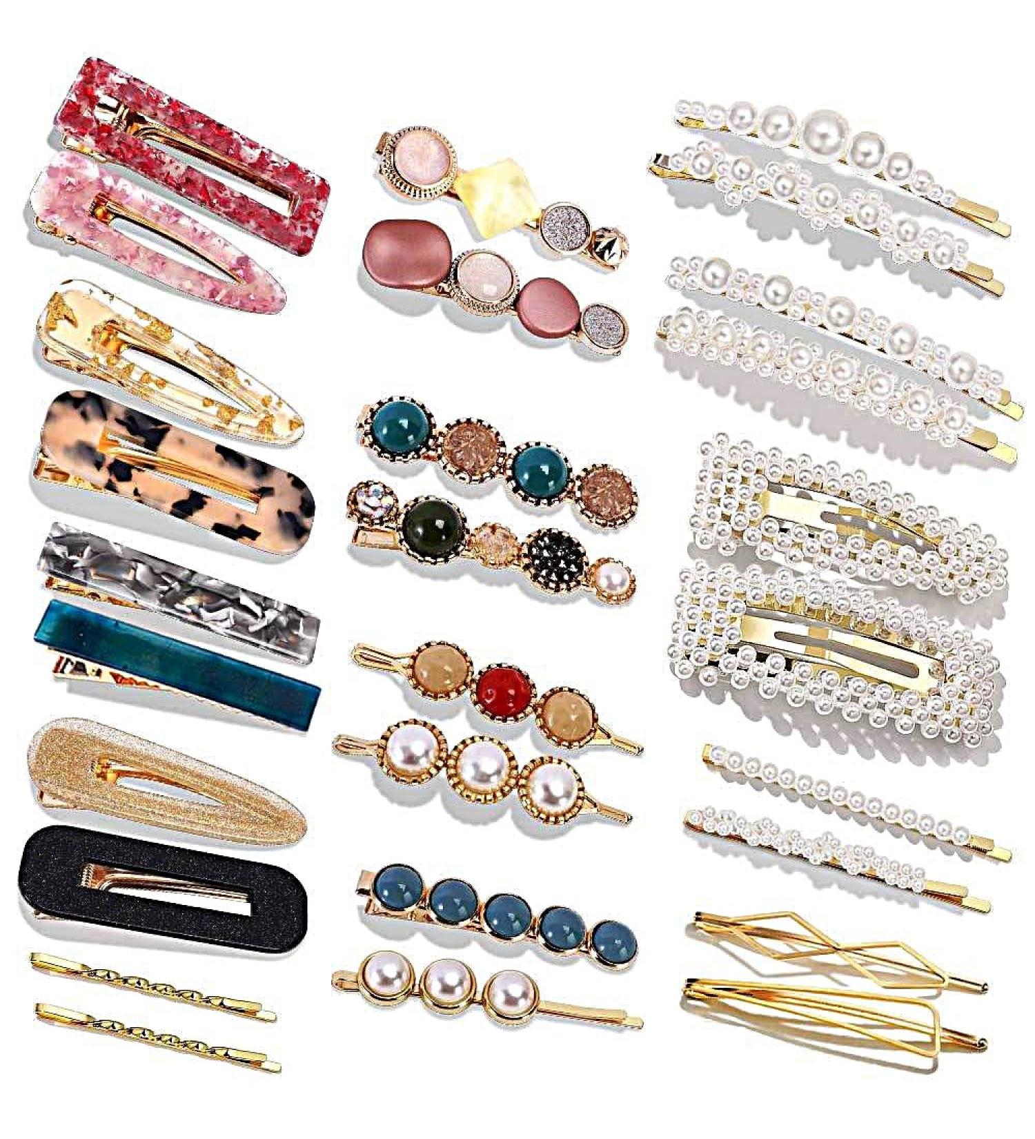 28 Pcs Acrylic Resin Hair Clips Barrettes for Women & Girls - Sweet Handmade Hair Accessories - Buy Online on GoSupps.com