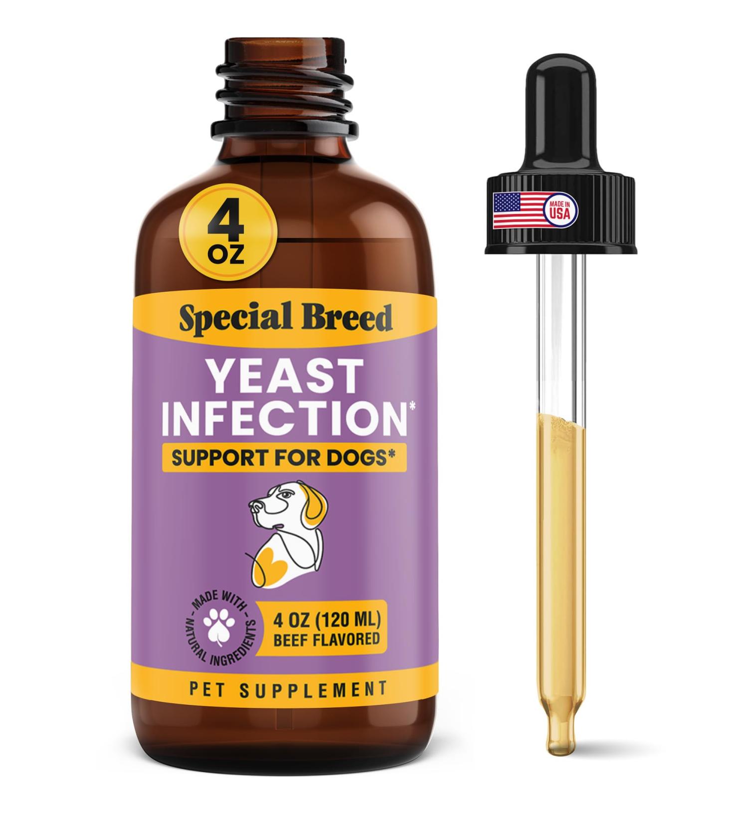 Yeast Infection Treatment for Dogs | 4 oz Soothing Relief for Itching Ear Infections & Inflammation - Buy Online on GoSupps.com