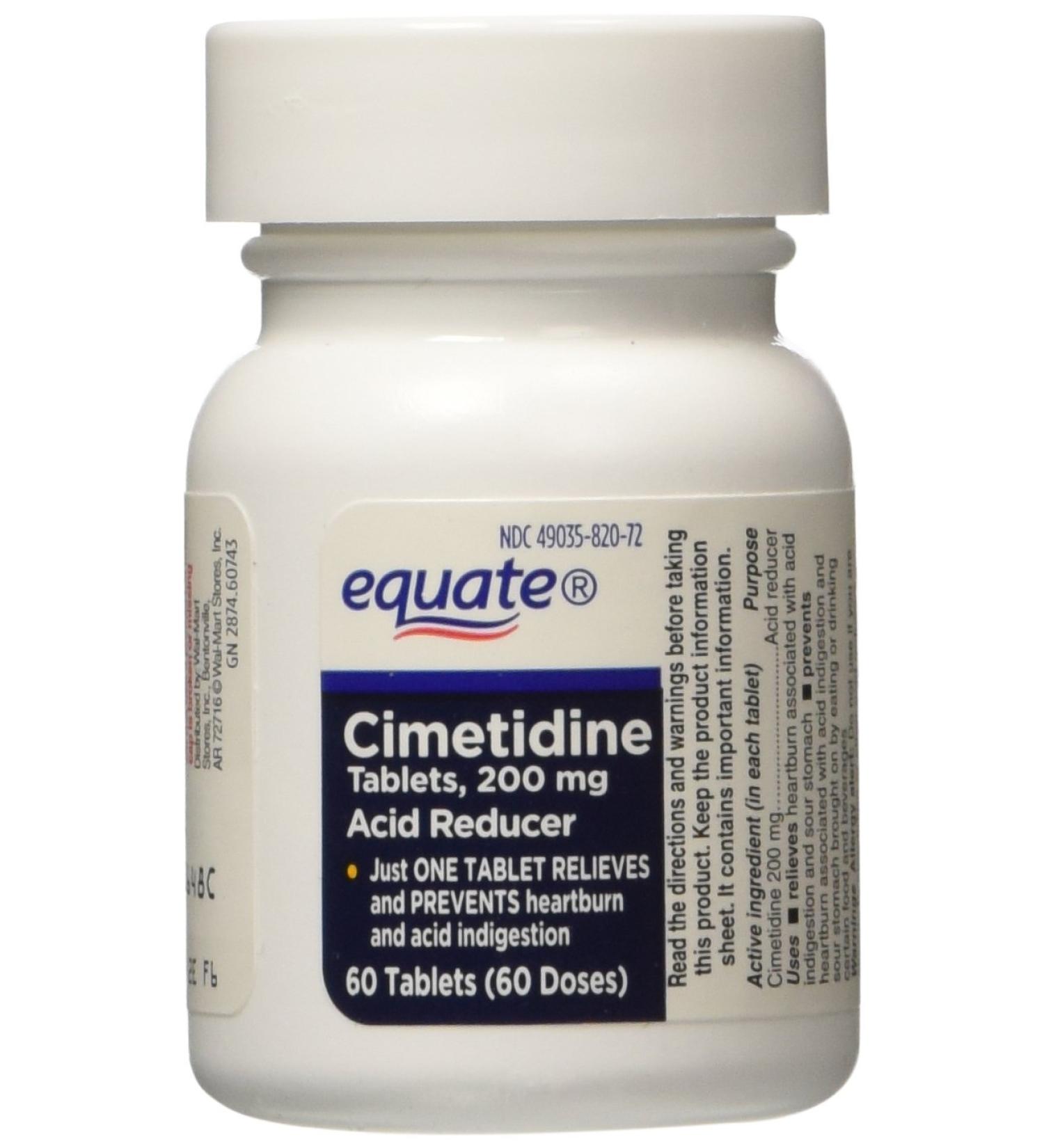 Equate Heartburn Relief 200mg - Acid Reducer Cimetidine - 60 Tablets - Buy Online on GoSupps.com