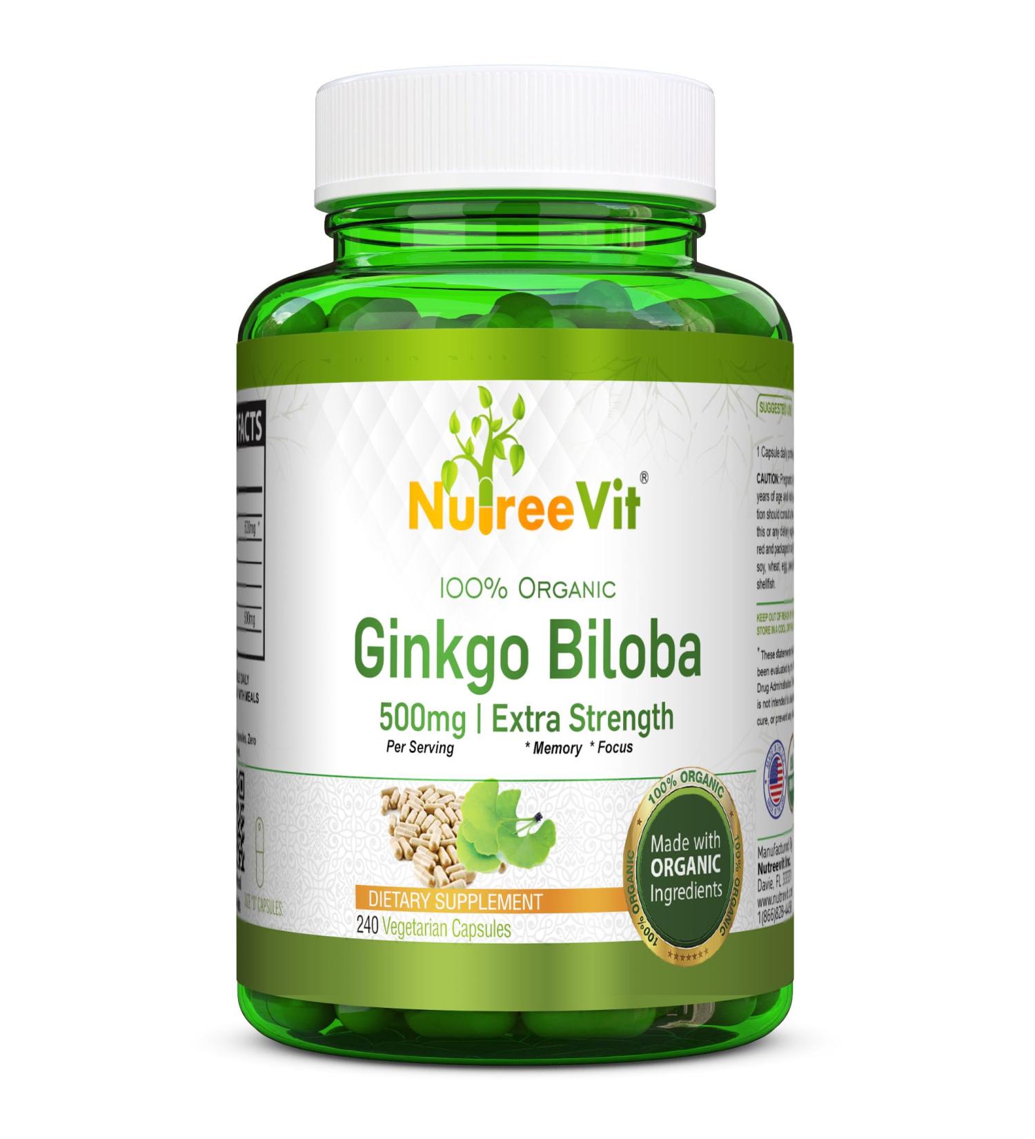 NutreeVit Ginkgo Biloba Herbal Supplement Capsules (240 Count) 1 Count (Pack of 1) - Buy Online on GoSupps.com