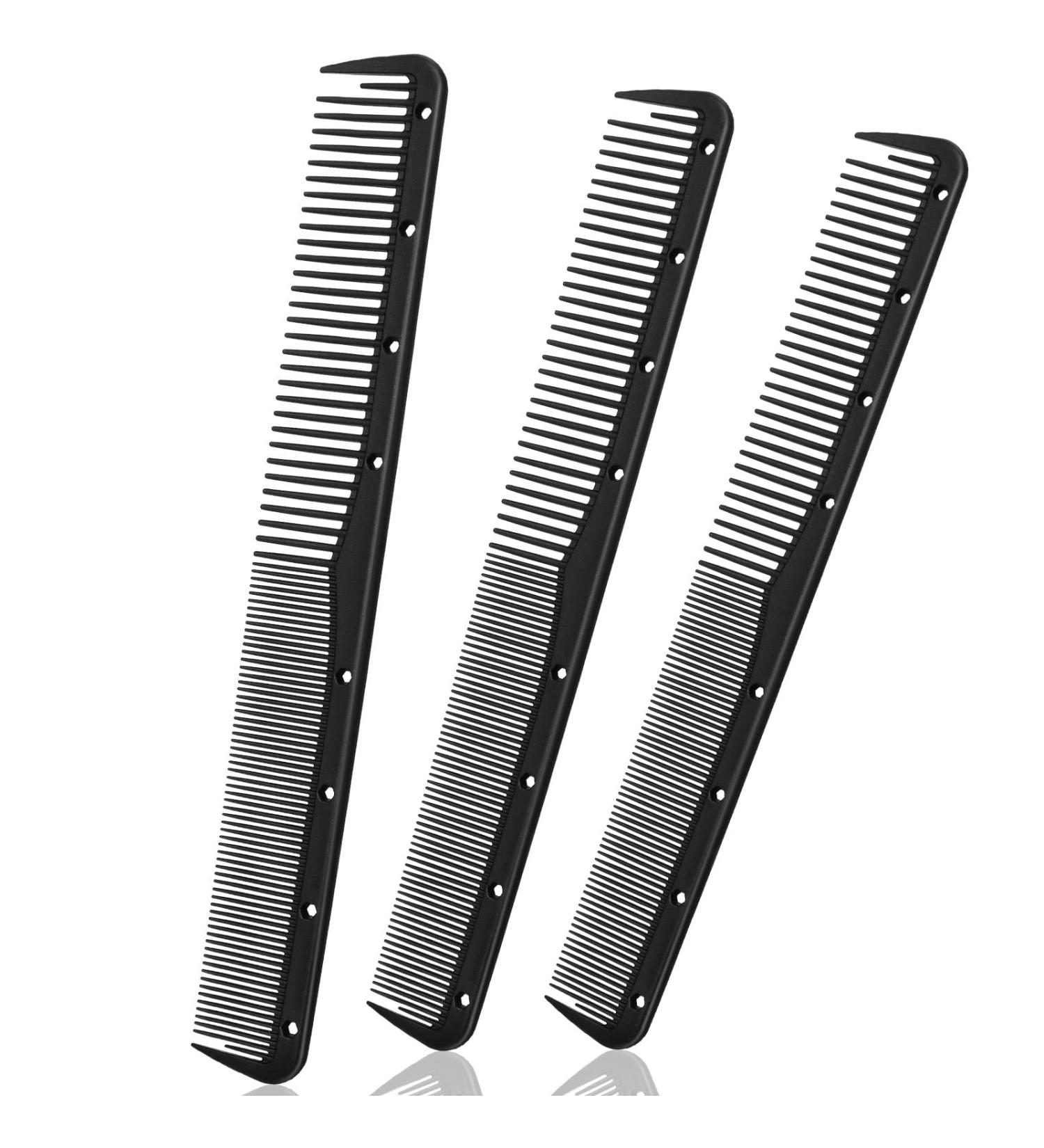 3-Piece Carbon Fiber Hairdressing Comb Set - Heat Resistant Barber Comb in Black - Buy Online on GoSupps.com