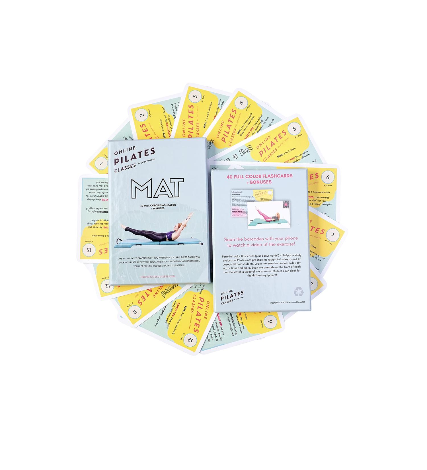 Online Pilates Mat Deck with 42 All-Levels Fitness Flash Cards | Home Gym Exercise Set with Video Tutorials for No-Equipment Workouts - Buy Online on GoSupps.com