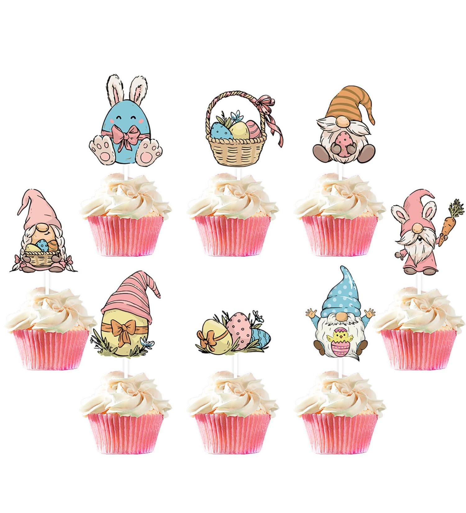 Avejjbaey Fun Easter Dessert Decor Easter Cupcake Toppers Pack Of 12 Rabbit Gnomes Cakes Cupcake Pick Dessert Decorations Festive Embellishments - Buy Online on GoSupps.com