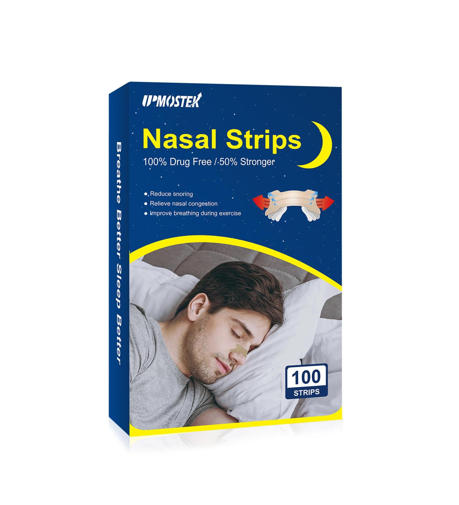 Extra Strong Nose Plasters for Snoring Relief | 100 Nose Strips for Blocked Nose Allergies & Sleep - Ideal for Sports (71x25mm) - Buy Online on GoSupps.com