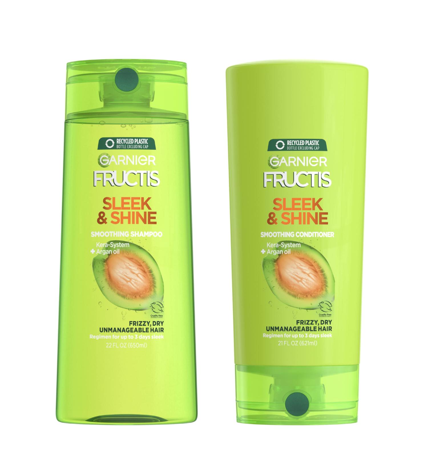 Garnier Fructis Sleek and Shine 22 fl oz Family Size Shampoo + Conditioner Set - Buy Online on GoSupps.com
