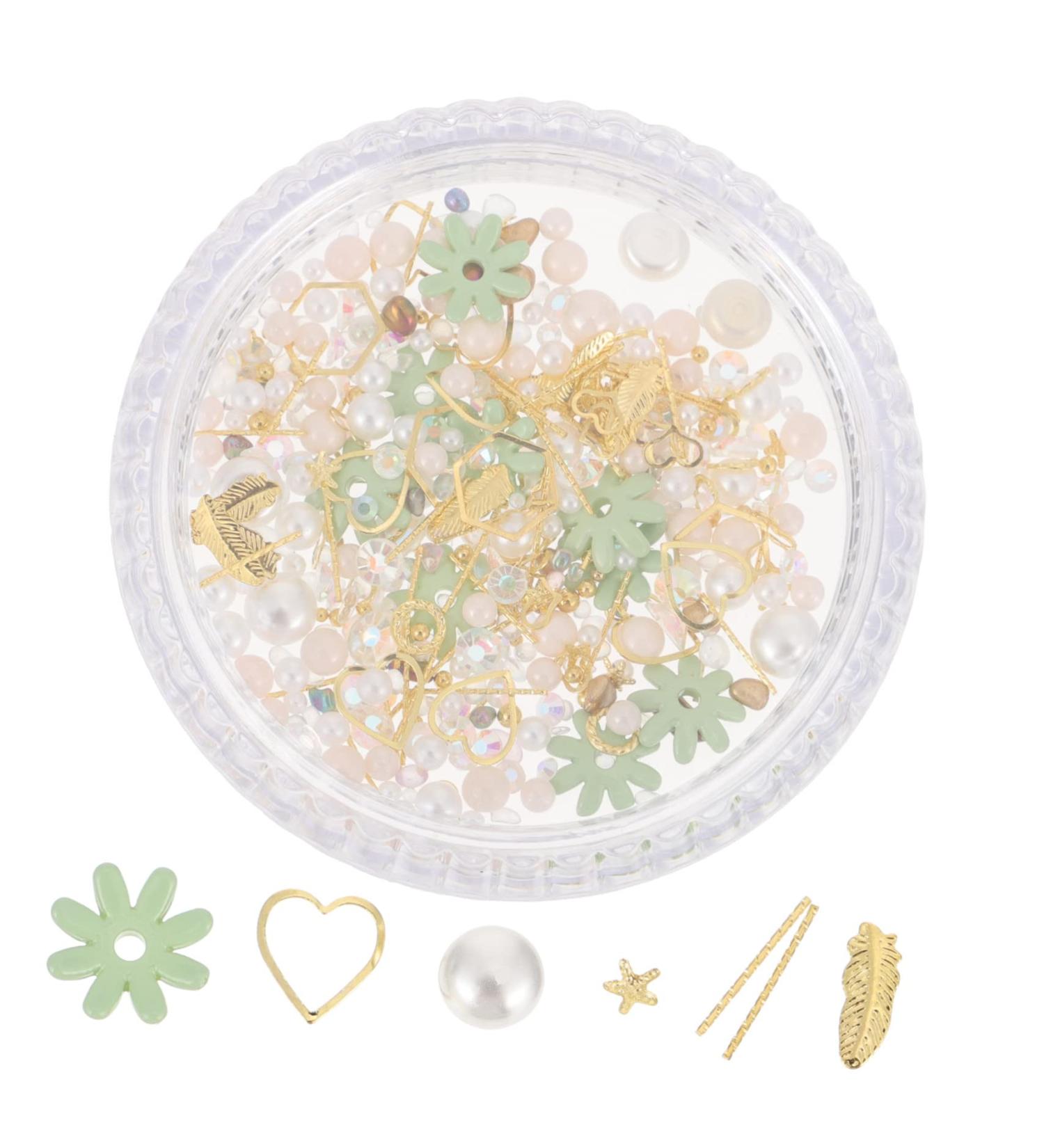 Housoutil 1 Box Nail Art Accessories Nail Decoration Manicure Studs Embellishment Nail Art Decorations Artificiales Para Trendy Decor Nail Stickers DIY Nail Supplies Alloy Japanese 6.5X6.5X1cm Green - Buy Online on GoSupps.com