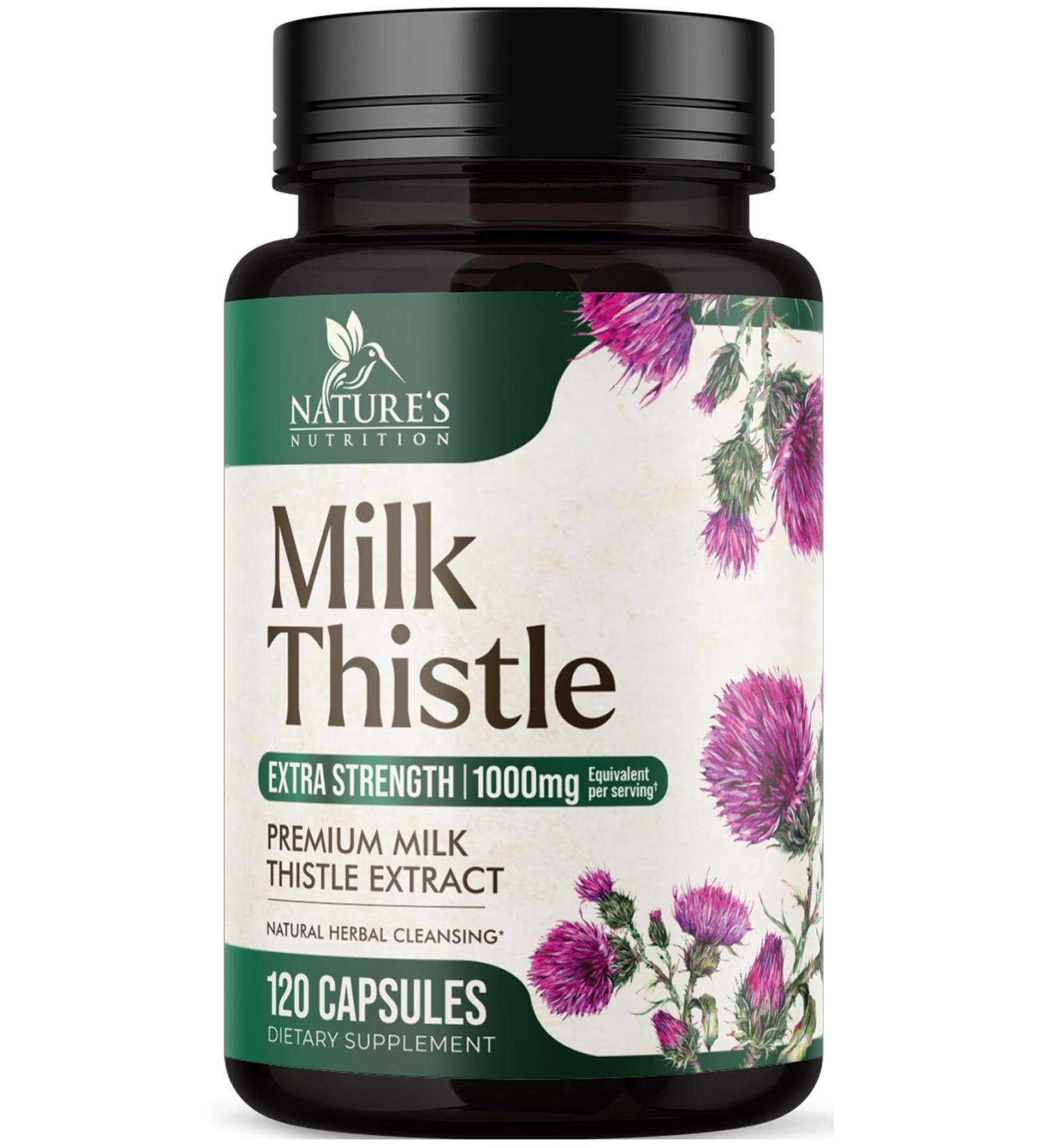 Milk Thistle Extract from 1000mg - Liver Cleanse Detox & Repair Formula w/Dandelion Extract - Herbal Liver Supplement - Natural Milk Thistle w/Silymarin Marianum Liver Health Support - 120 Capsules 120 Count (Pack of 1) - Buy Online on GoSupps.com
