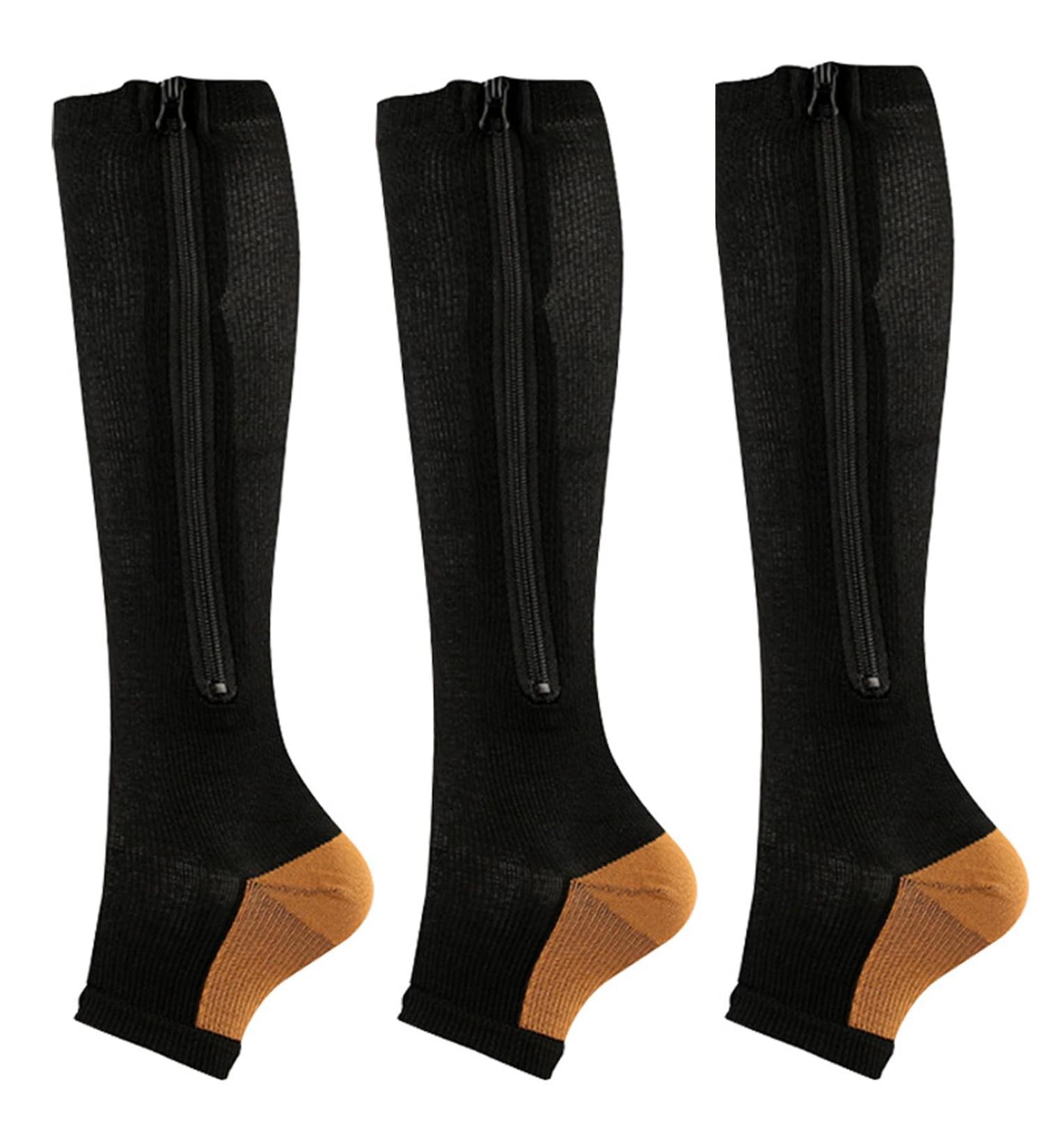 MDRCG Compression Stockings with Zipper - 3 Pairs 15-20 mmHg Support Socks for Men & Women Ideal for Varicose Veins Edema & Pregnancy - XXL Size - Buy Online on GoSupps.com
