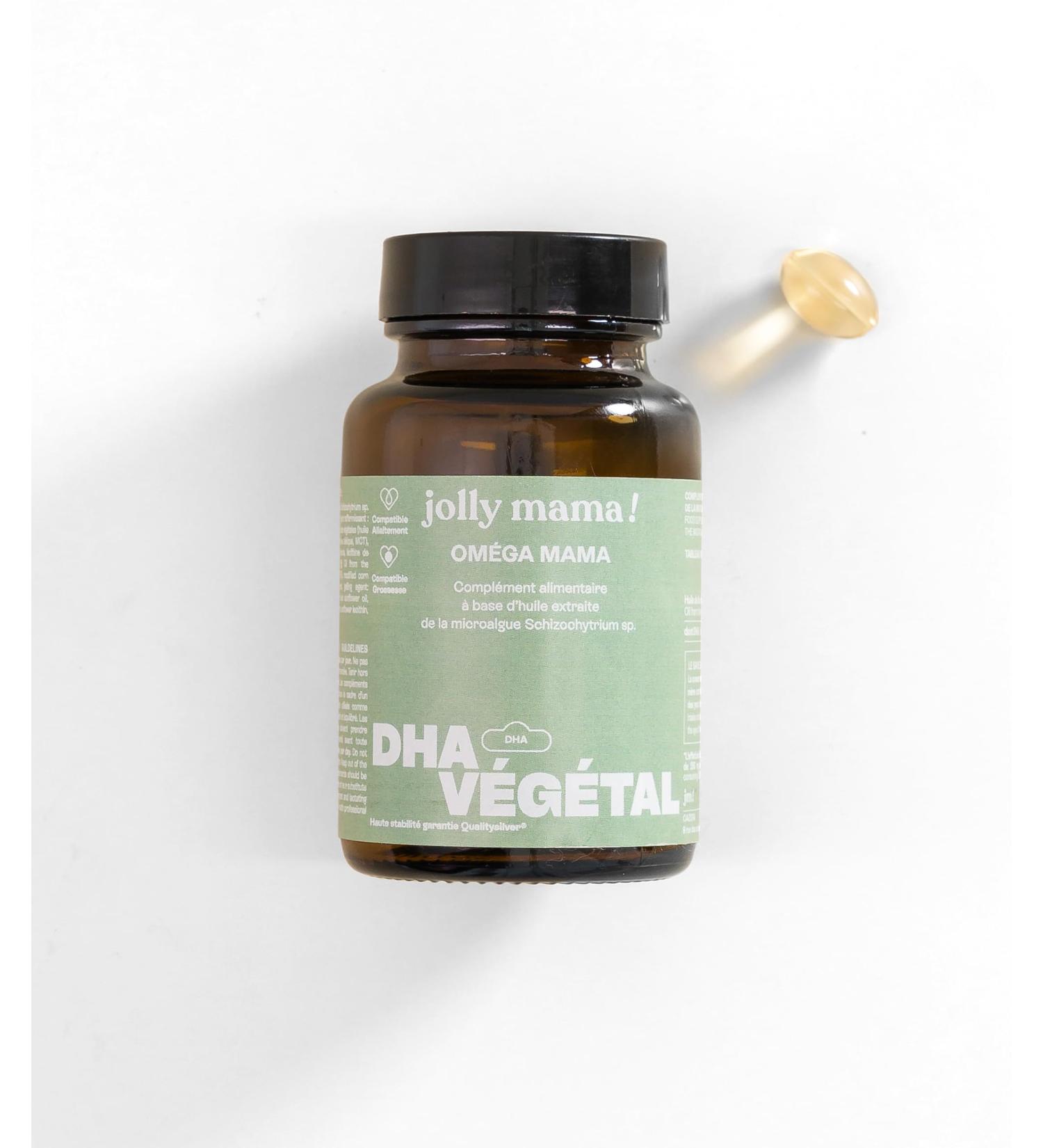 Omega 3 Dha Vegan Algae Oil 30 Capsules - For Pregnancy Baby Wellness Postpartum - 250mg per Capsule - Pure and Stable - Women's Supplement - Omega 3 Fatty Acid - Made in France Jolly Mama - Buy Online on GoSupps.com