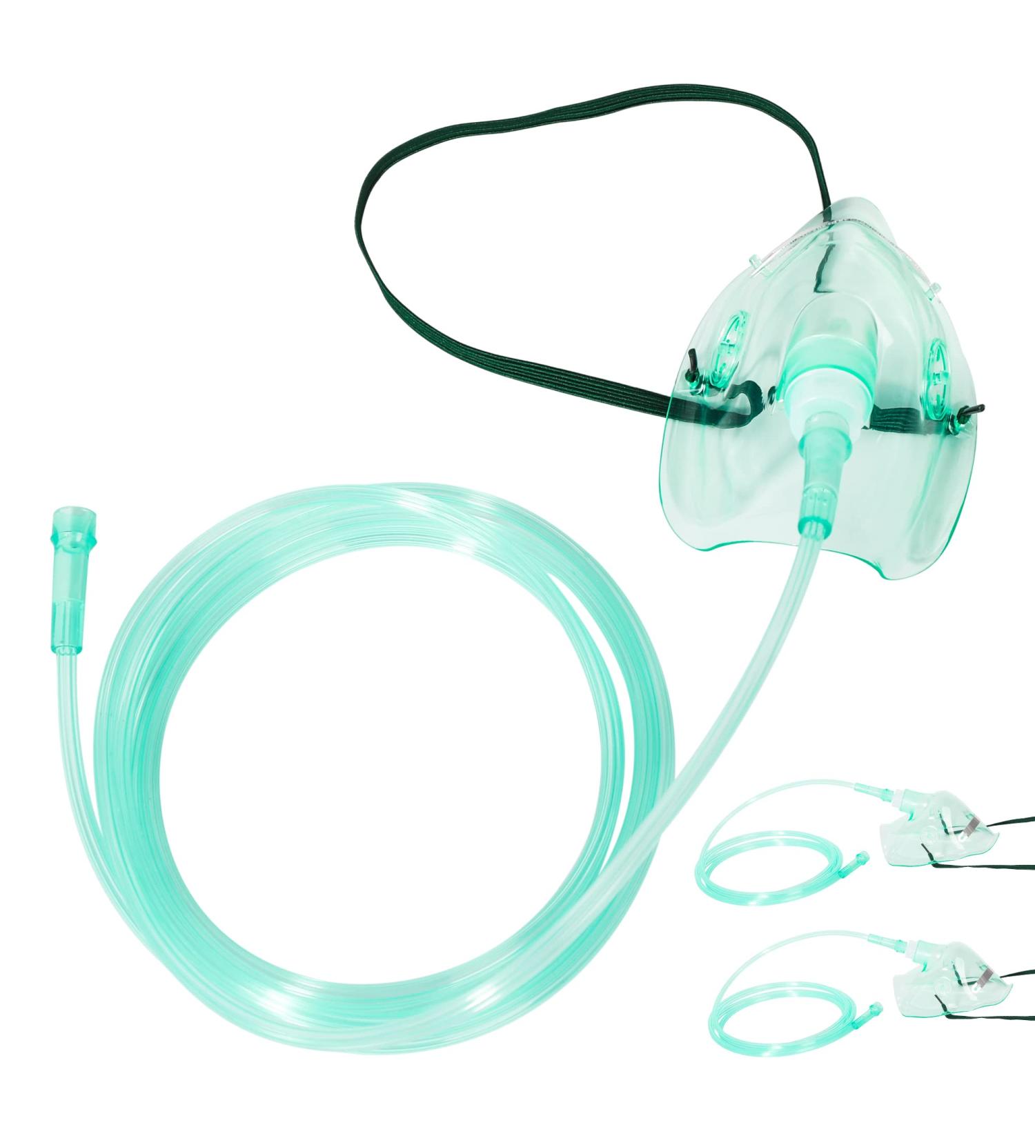 2 Pack Standard Oxygen Mask with 6.6' Tubing - Adjustable Strap, Size L - Buy Online on GoSupps.com