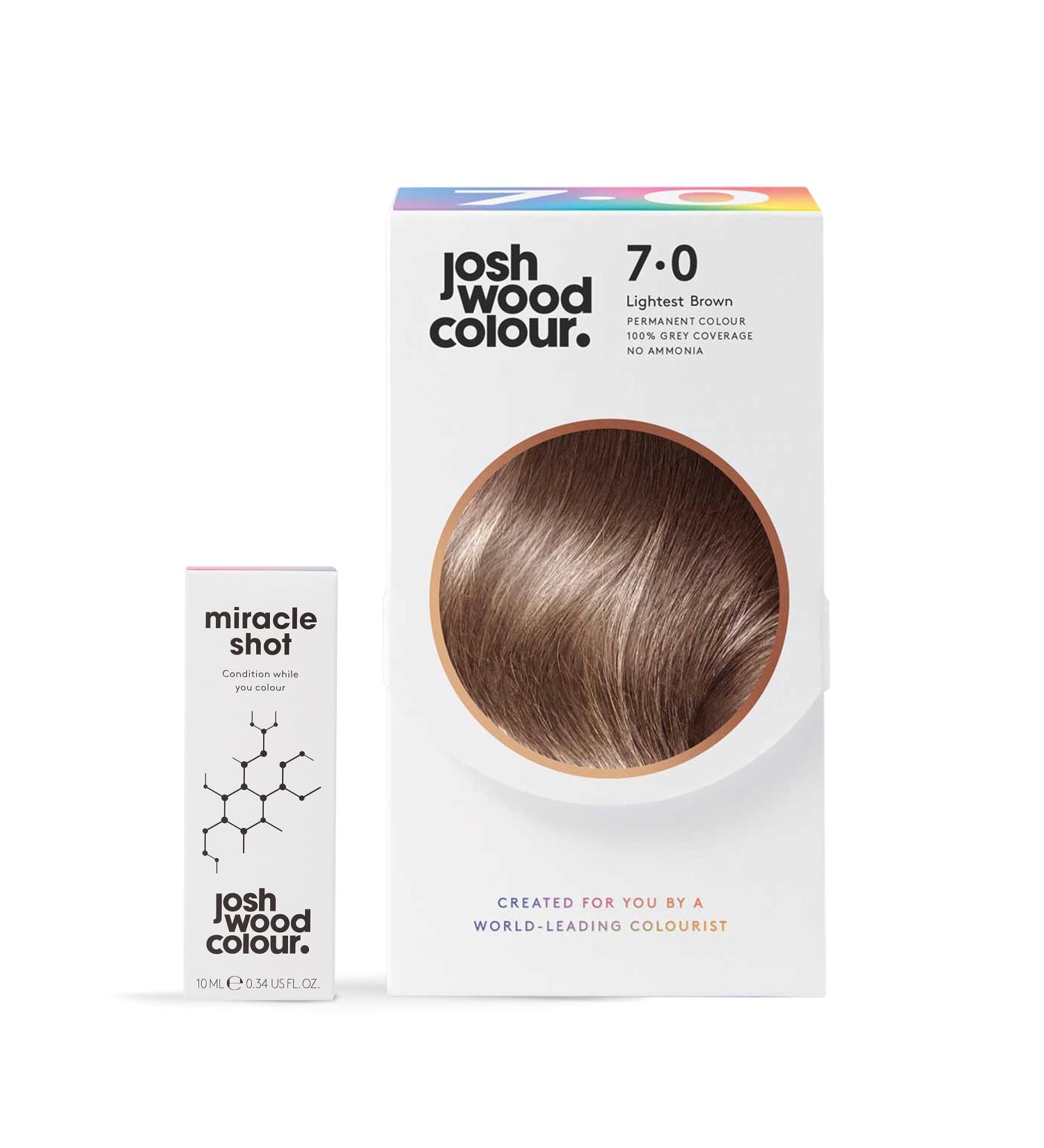 Josh Wood Colour Miracle Kit 7.0: Ammonia-Free Lightest Brown Hair Color for 100% Grey Coverage with 62% Less Breakage and 2.7x Stronger Hair - Buy Online on GoSupps.com