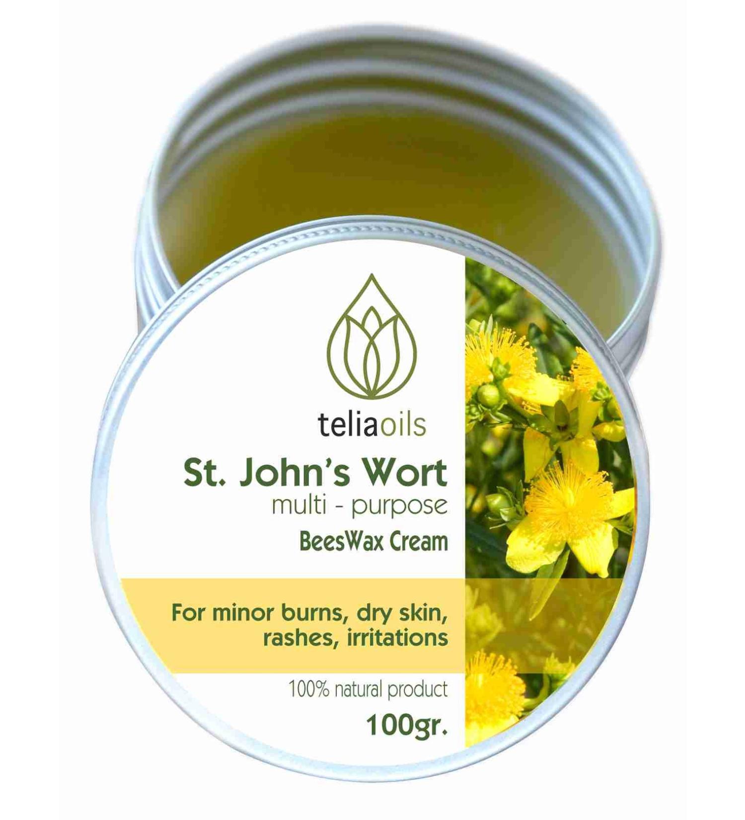 Organic St John s Wort Beeswax Dry Skin Cream- Deep Cleansing Herbal Salve Treatment For Dermatitis Rashes Dry Hands Hemorrhoids Scars- All Natural Organic Moisturizing Multipurpose Ointment