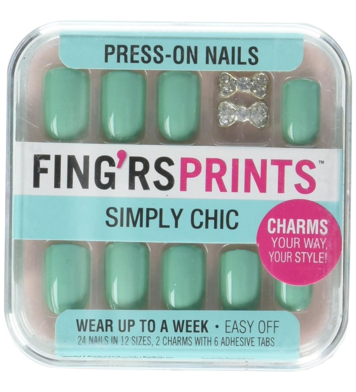 Fing 'rs Prints Pre Glued Simply Chic Nails Green