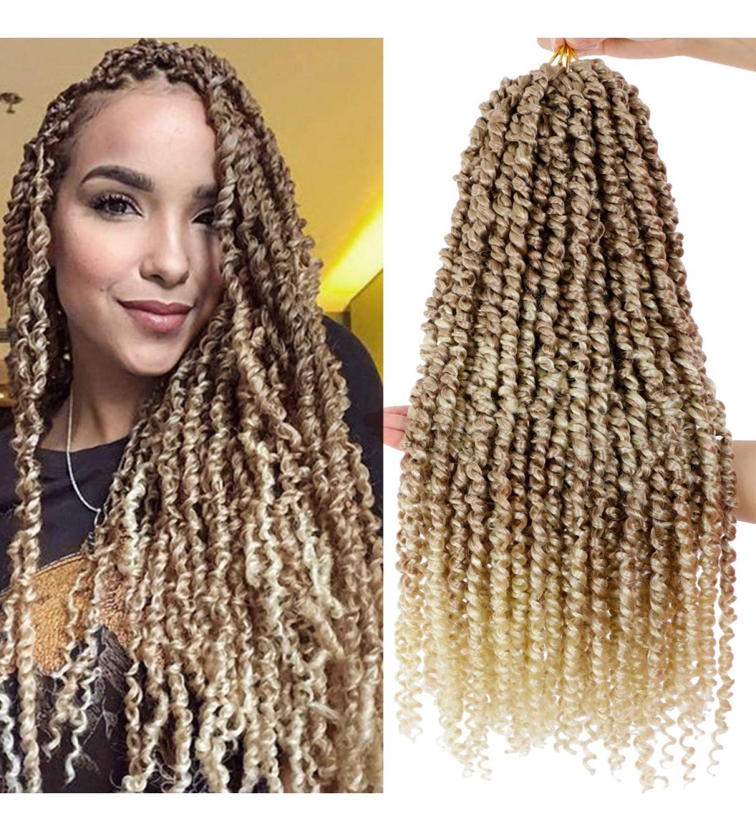 5 Packs 22 Inch Ombre Blonde Pretwisted Passion Twist Crochet Hair - T27/613 | Long Pre-Looped Bohemian Curly Braiding Extensions - 115g/15strands/pack - Buy Online on GoSupps.com