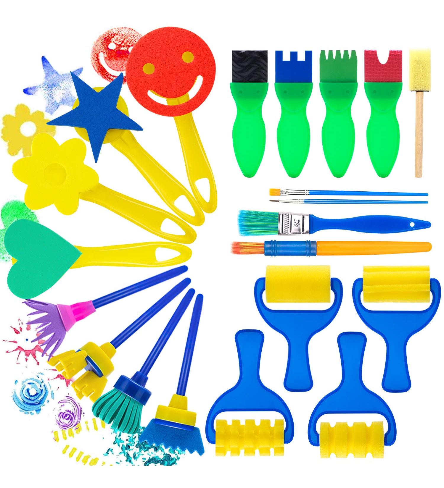 Kids Paint Sponge Set - 21 Piece Sponge Painting Kit for Early Learning and Art Crafts - Buy Online on GoSupps.com