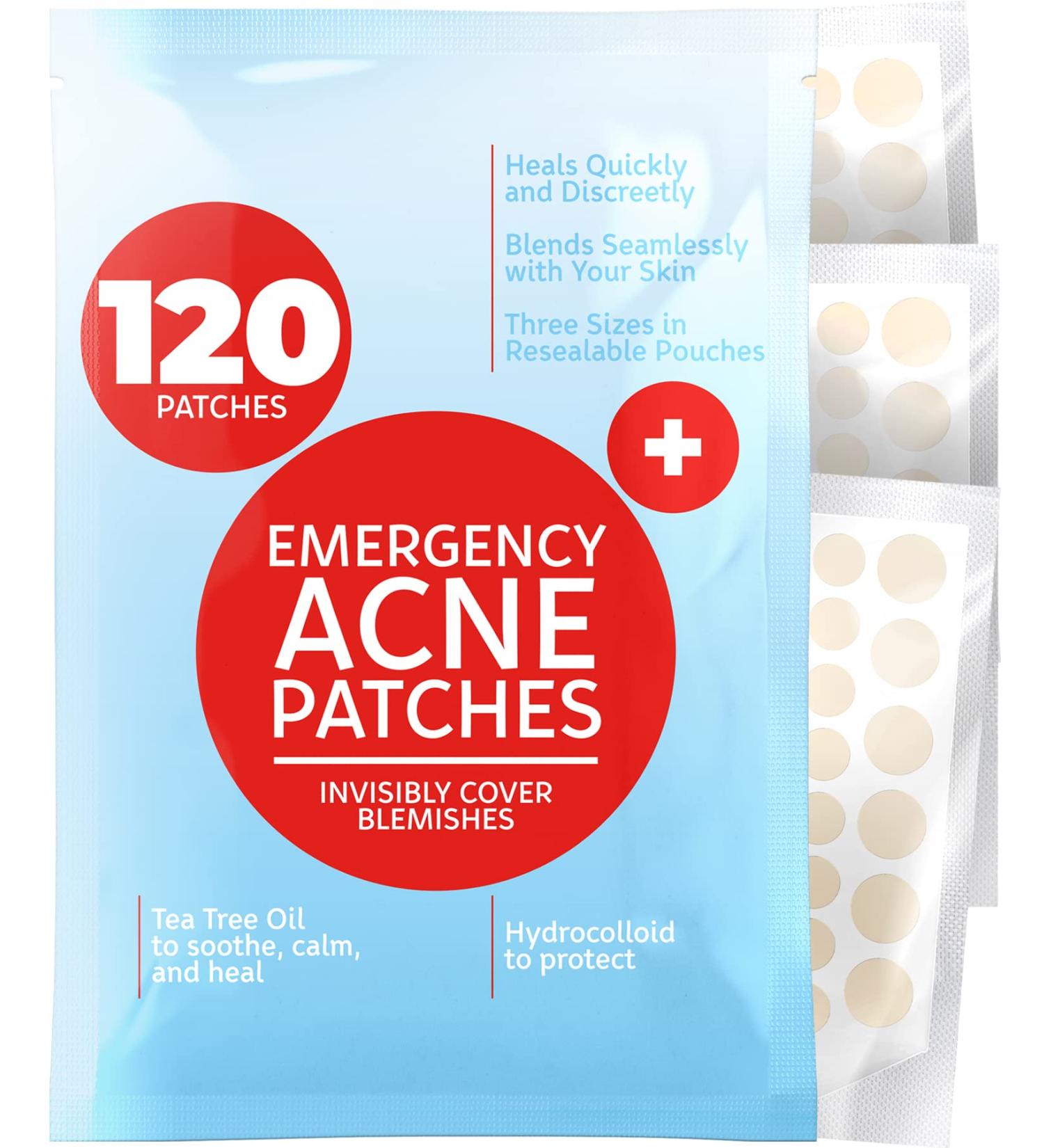 Hydrocolloid Acne Patches (120 Pack) with Tea Tree Oil - Pimple Stickers for Healing Acne - Zit Patch Treatment - Buy Online on GoSupps.com