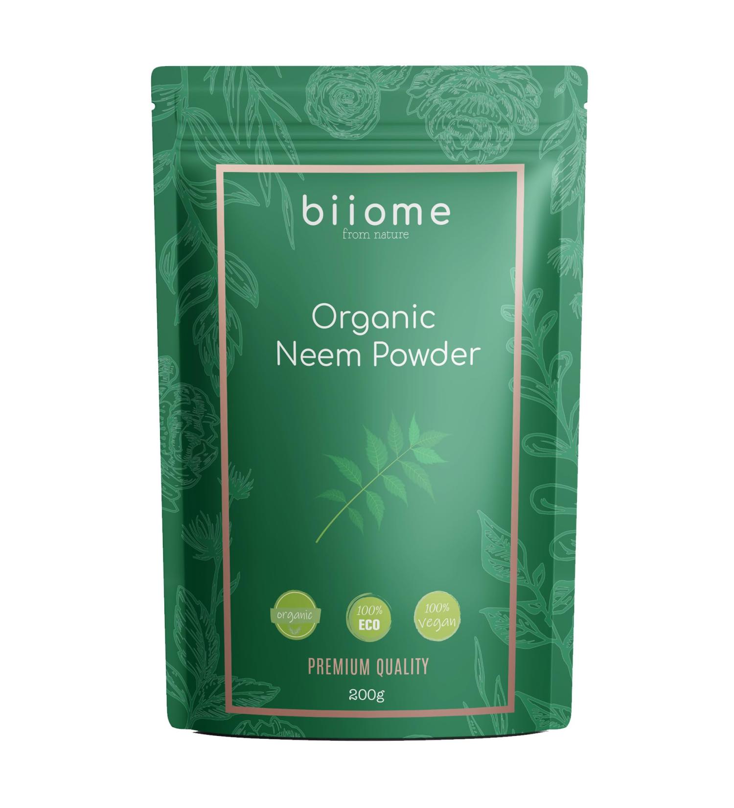 Biiome Premium Neem Leaves Powder - 100% Pure & Organic for Skin, Hair & Immunity | Detox & Dandruff Control - Buy Online on GoSupps.com